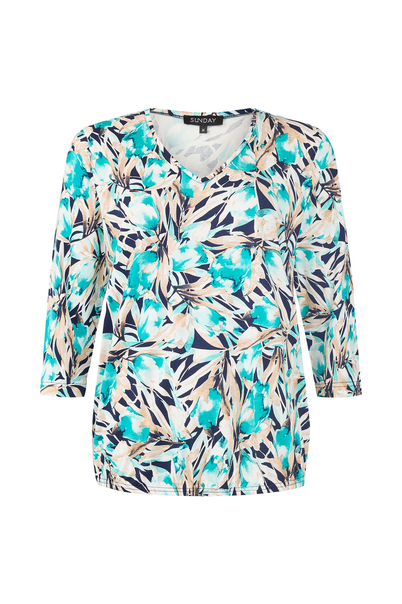 Sunday Essa Floral Abstract Top Turquoise / Soft Sand 751