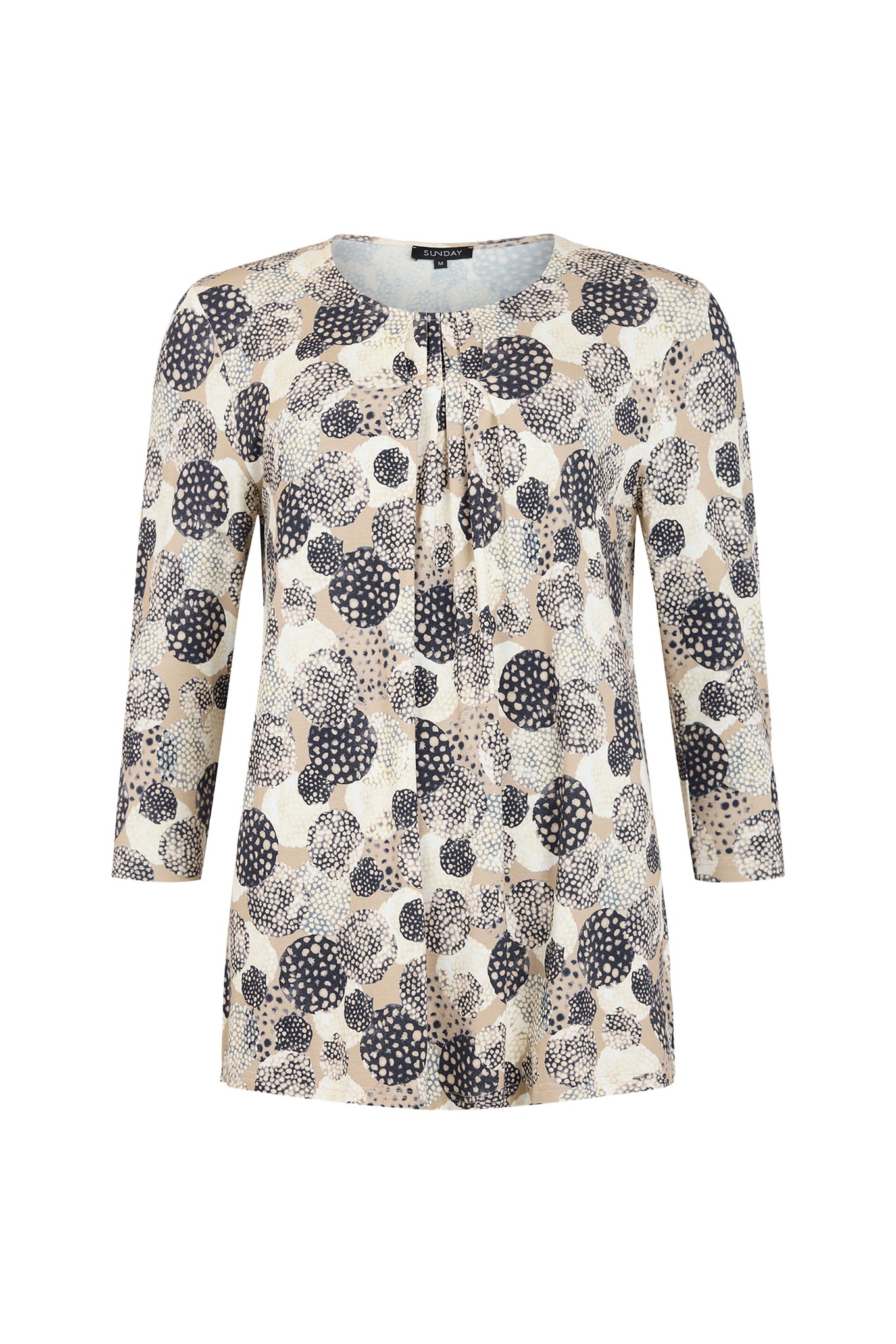 Sunday Mina Pleated Abstract Jersey Top Pebble 131