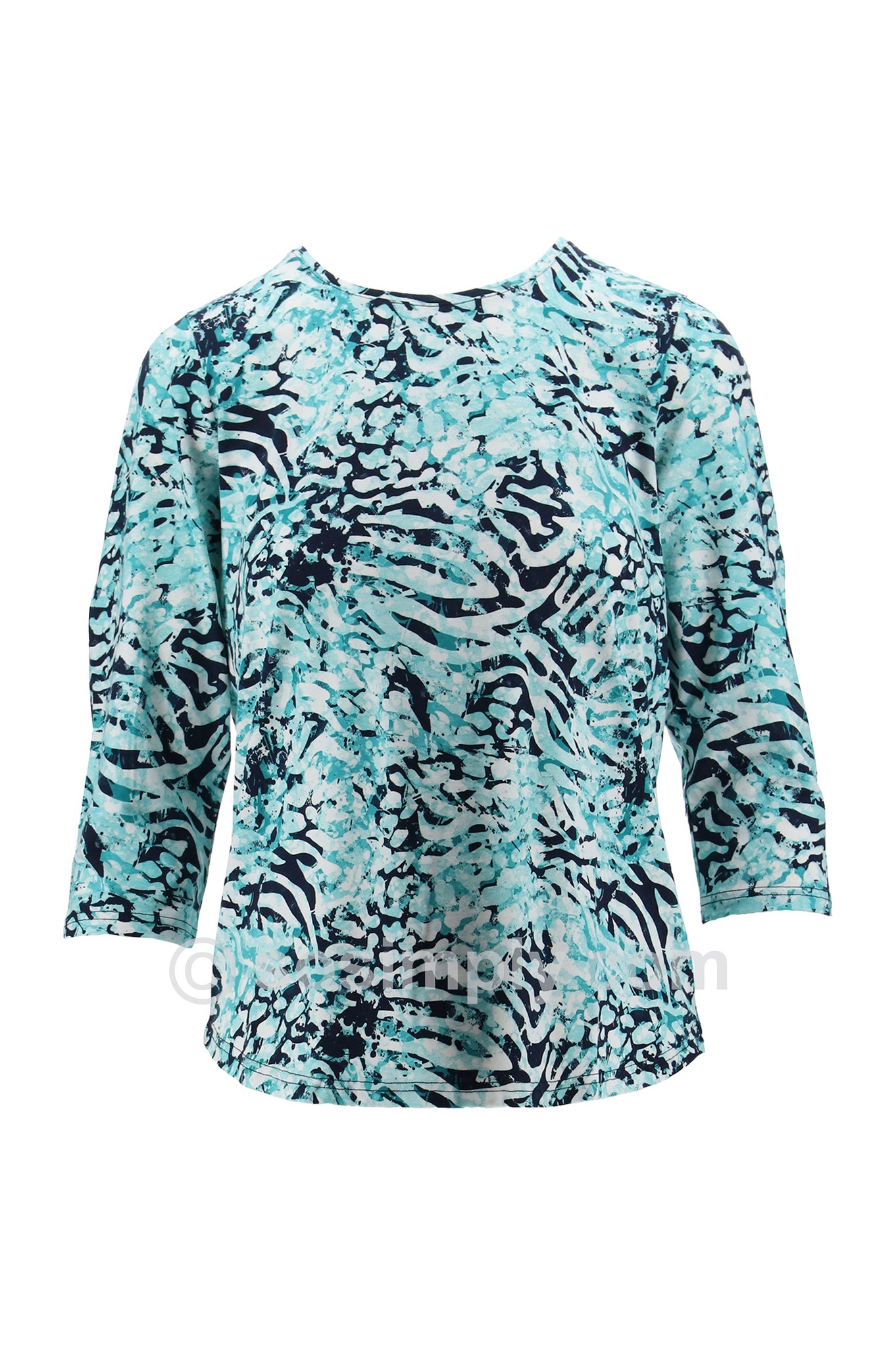 Sunday Veda Abstract Jersey Top Soft Turquoise 810