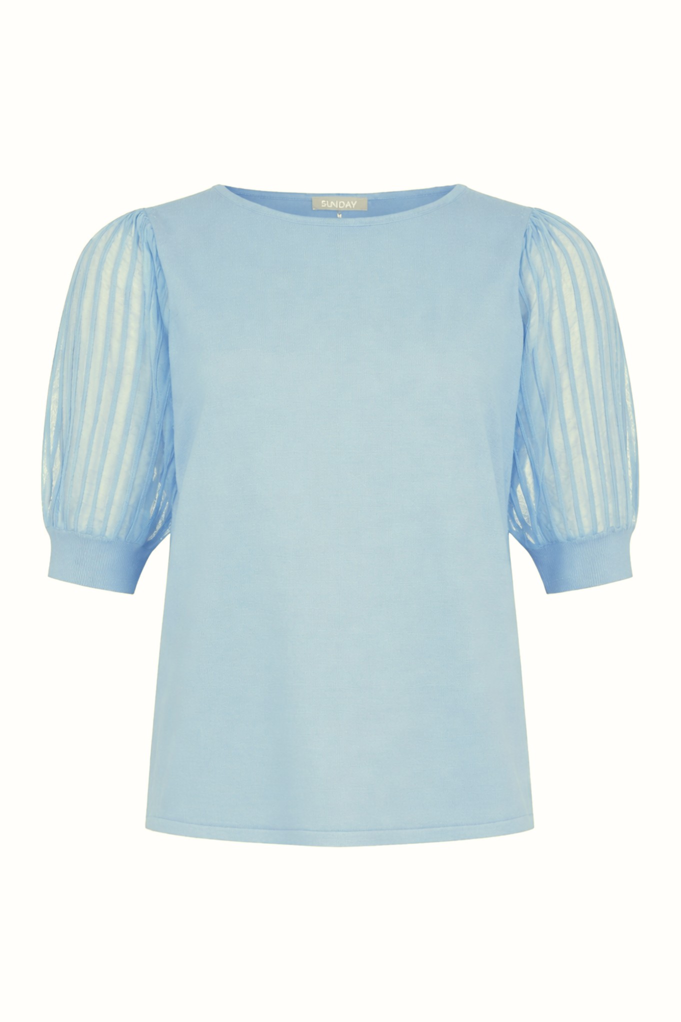 Sunday Cleo Mesh Sleeve Top Pale Blue 77