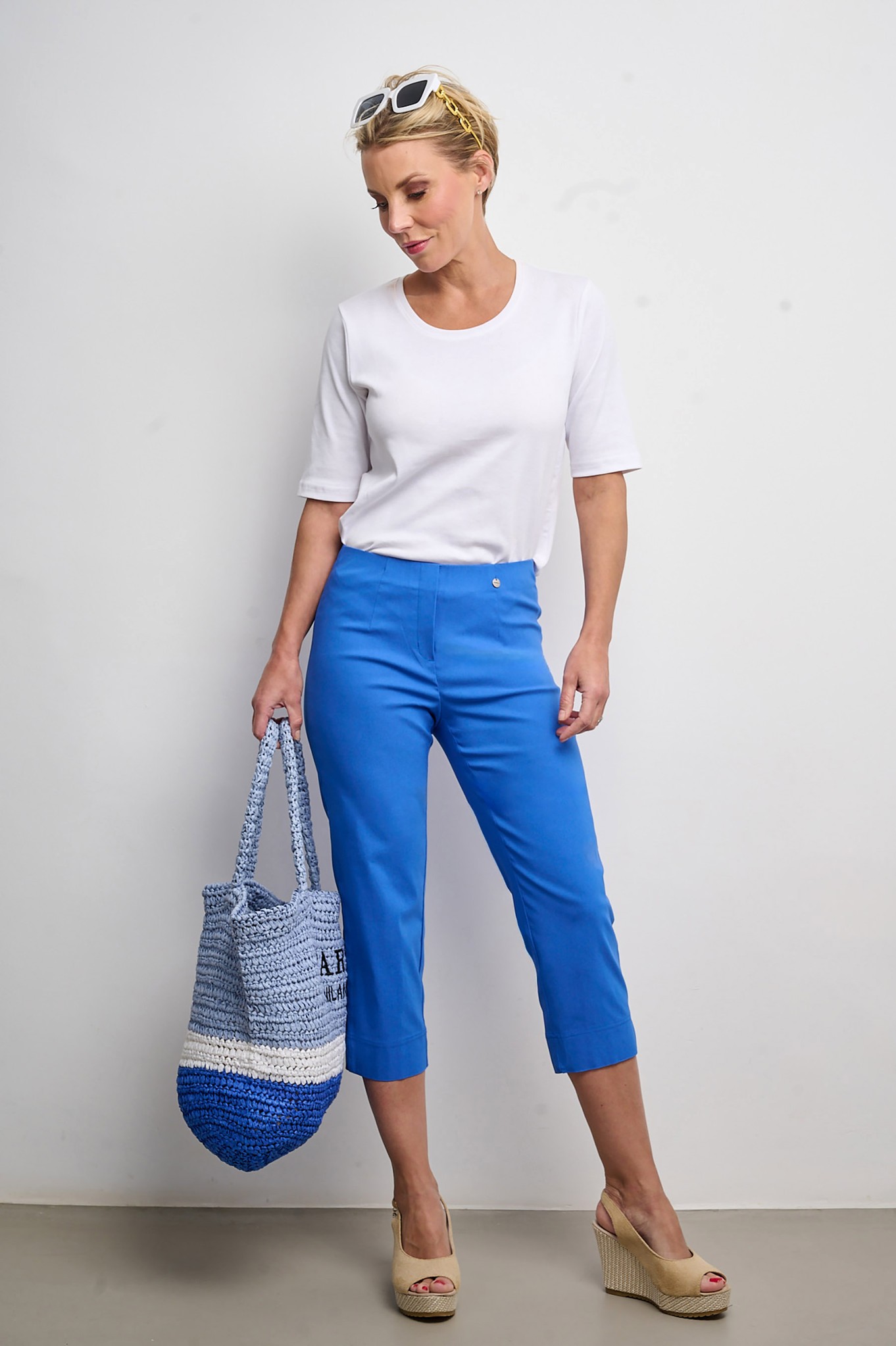 Robell Marie 07 Crop Trouser Marina Blue 621