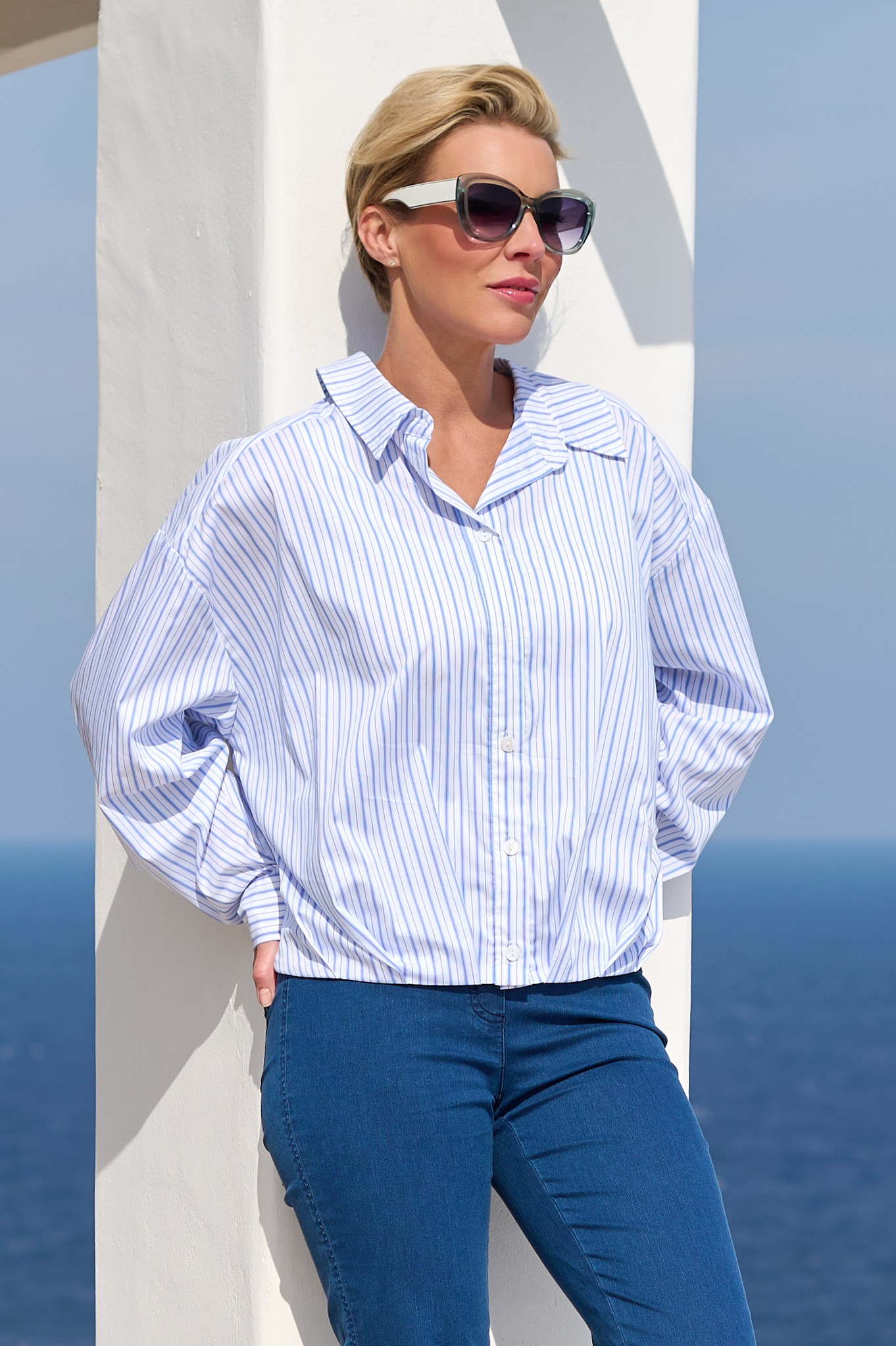 Noen Striped Drift Shirt Light Blue 61