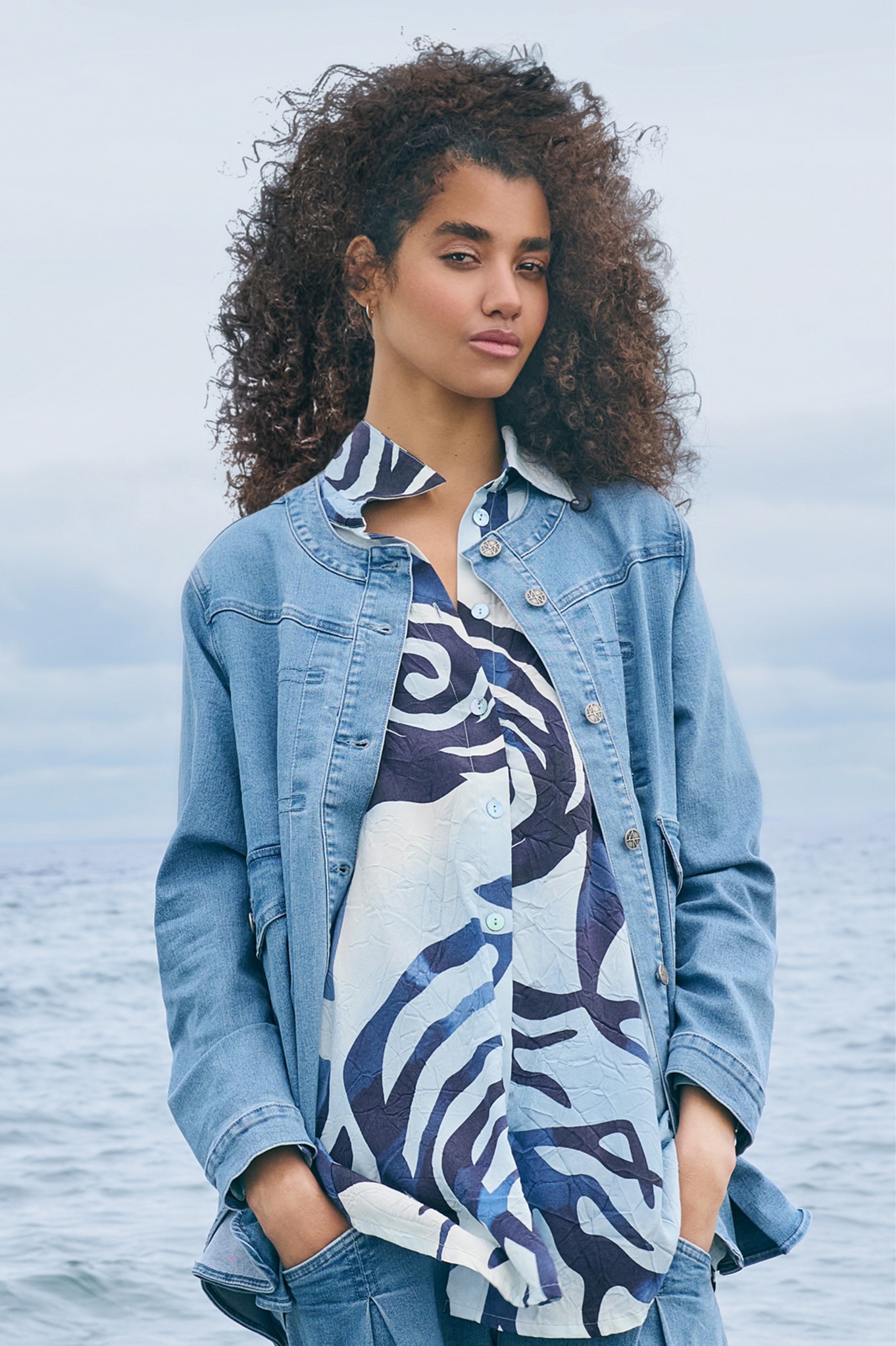 Noen Collage Print Shirt Sea Blue 62