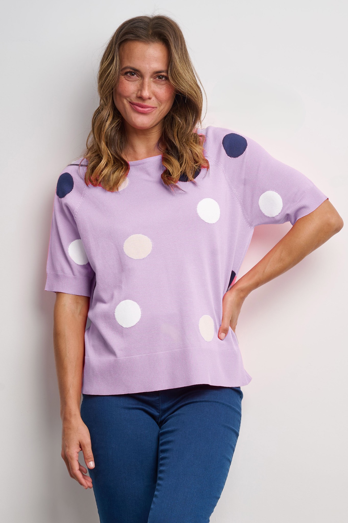 Sunday Peni Polka Dot Jumper Pale Lilac 5113