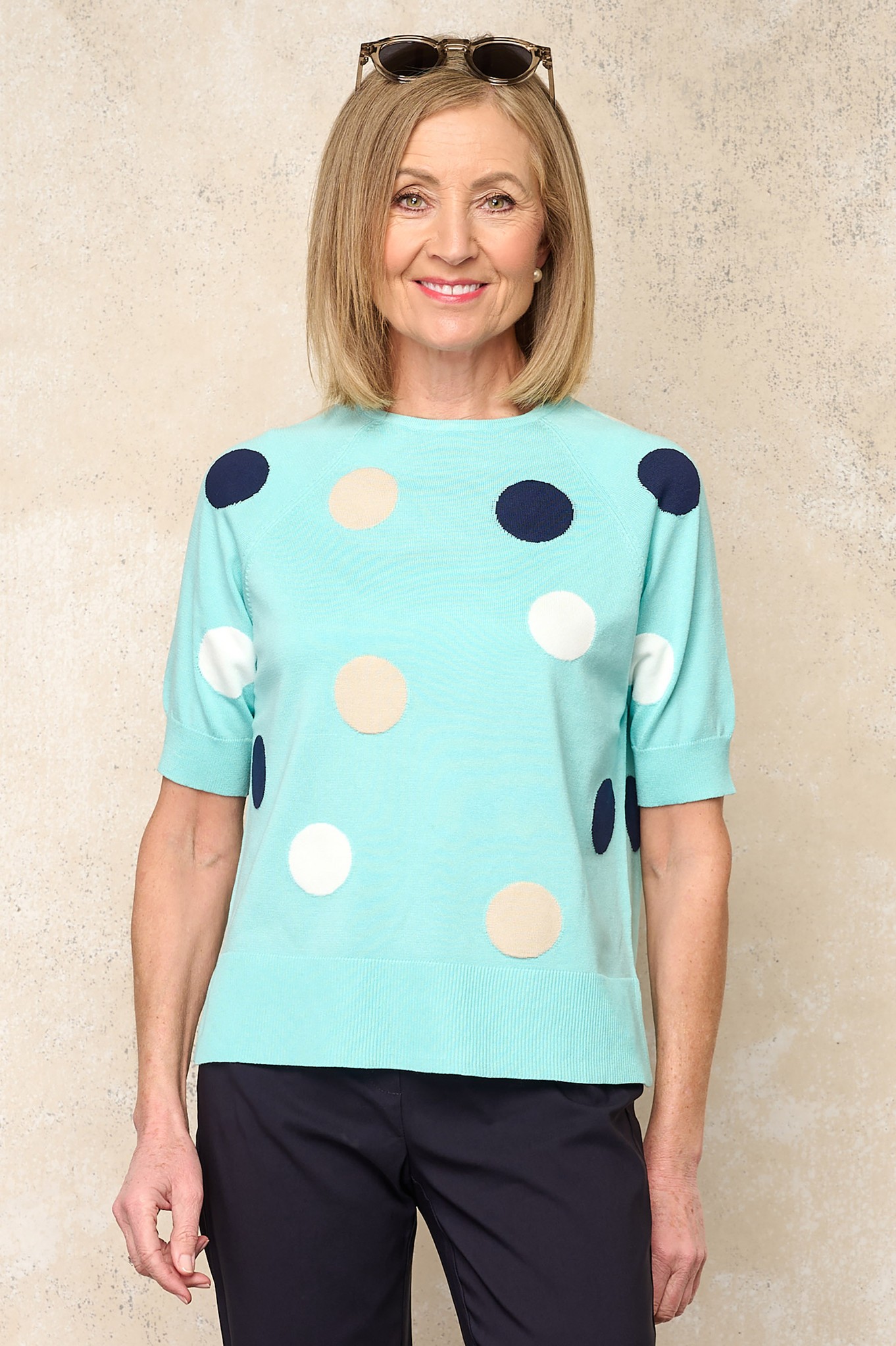 Sunday Peni Polka Dot Jumper Mint Aqua 8113