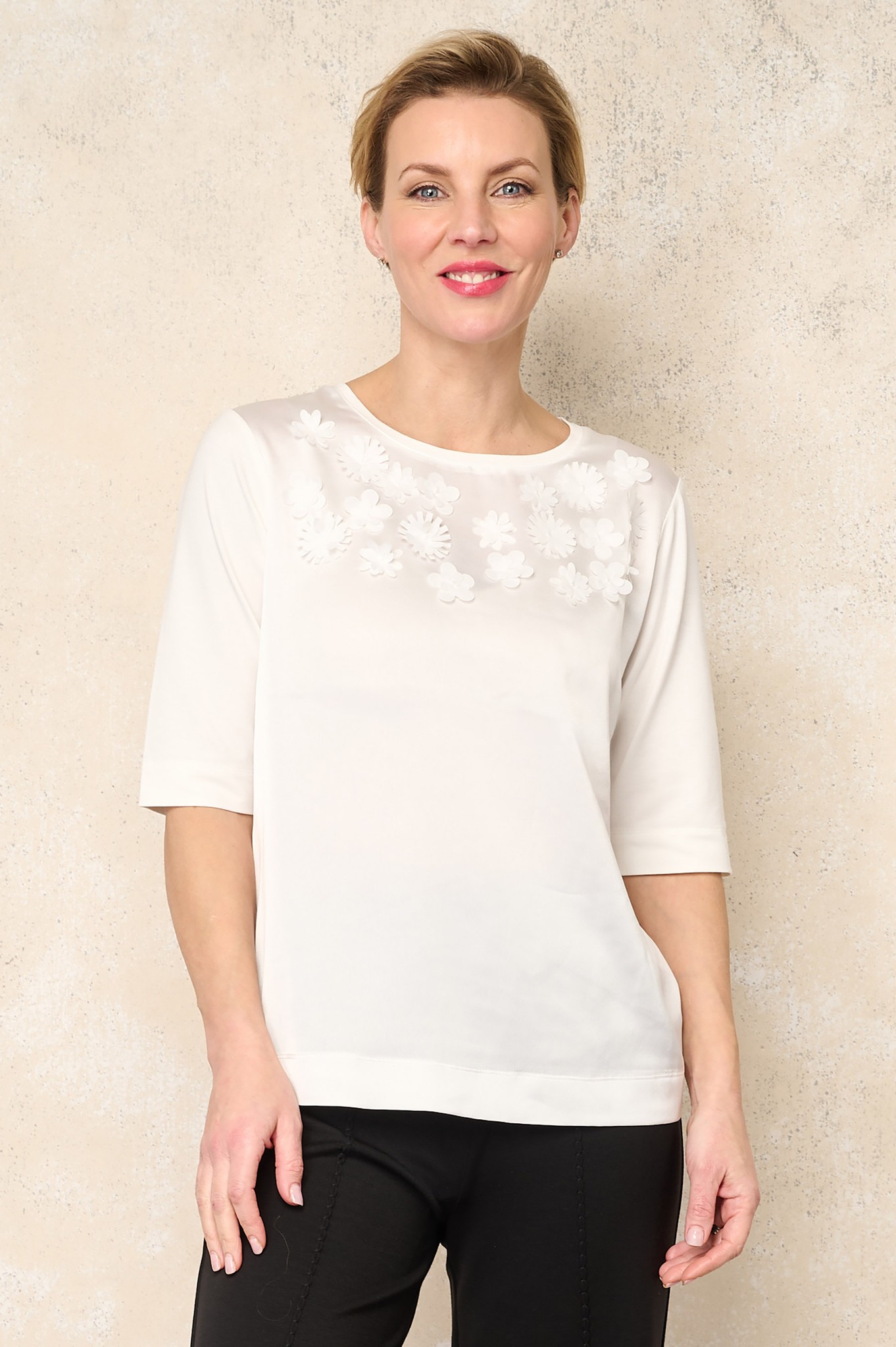 Habella Daisy Embroidered Top Cream 11