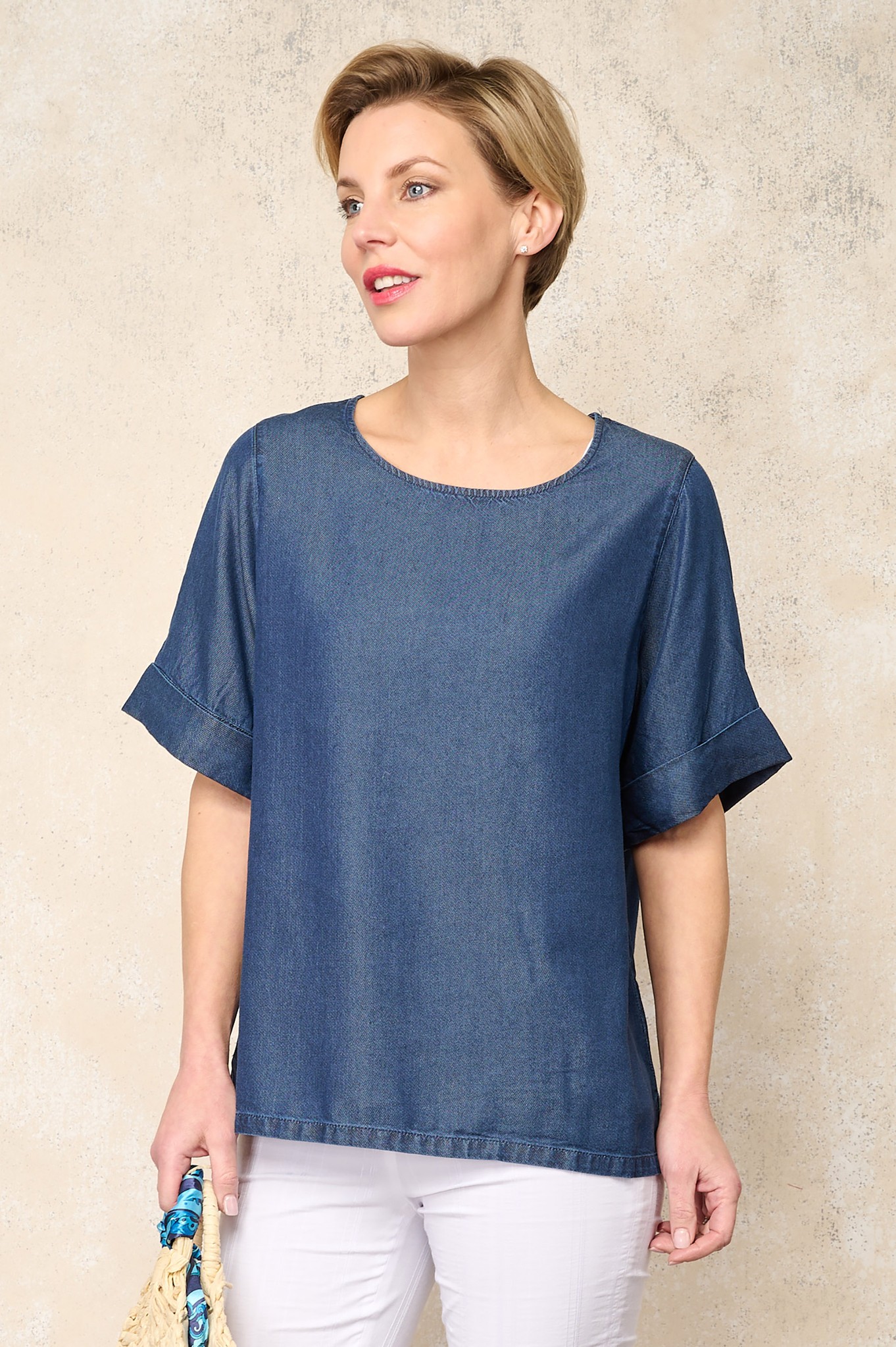 Sunday Devinna Denim Top Deep Cobalt Blue 640