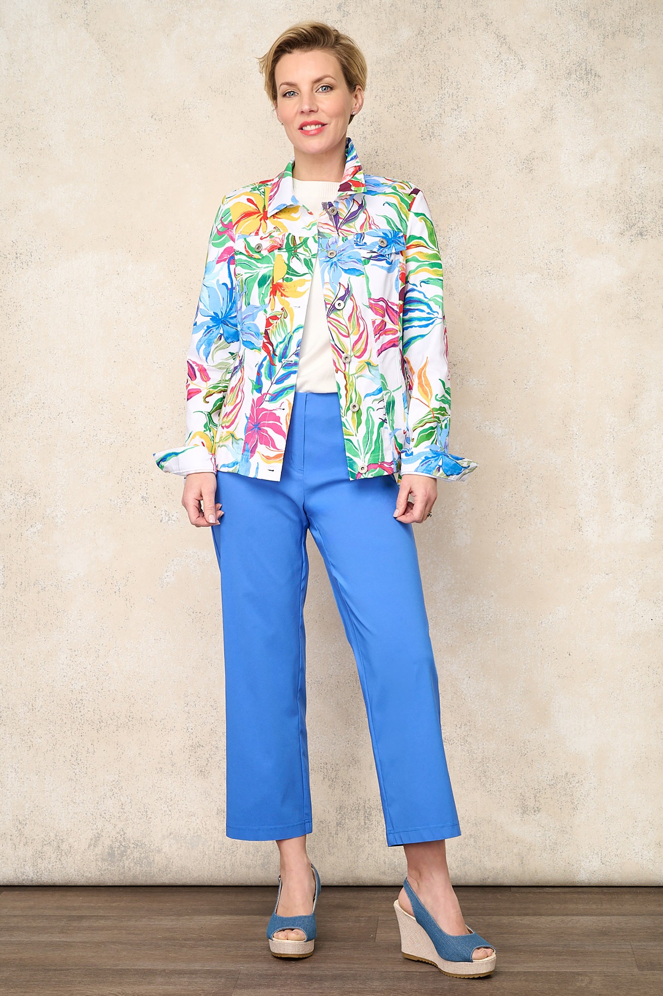 Robell Efi 09 Wide Leg Ankle Grazer  Marina Blue 621