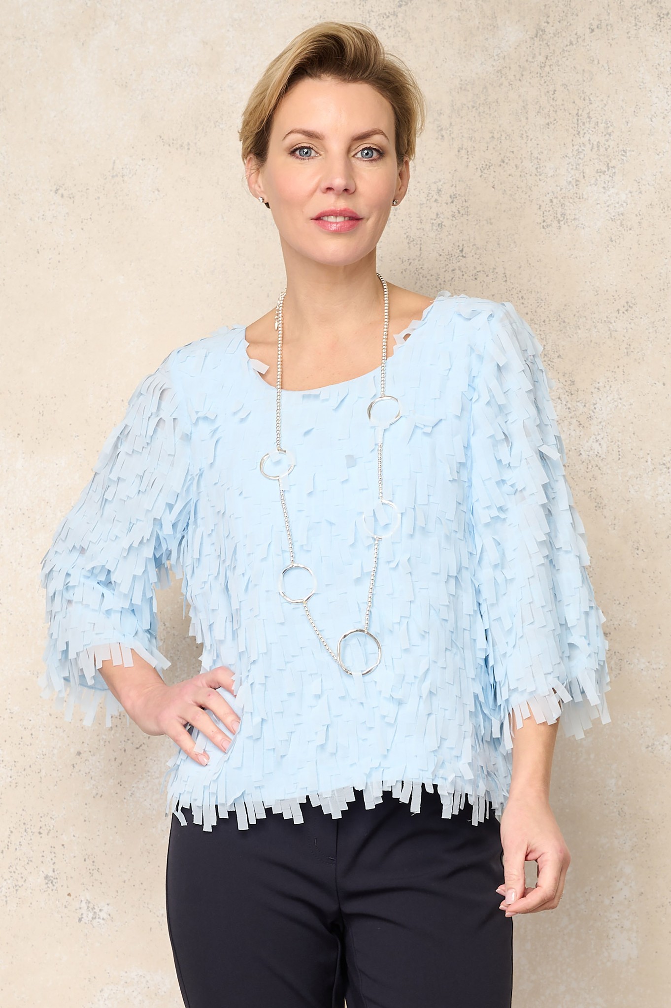 Noen Nordic Ruffle Top Blue 61