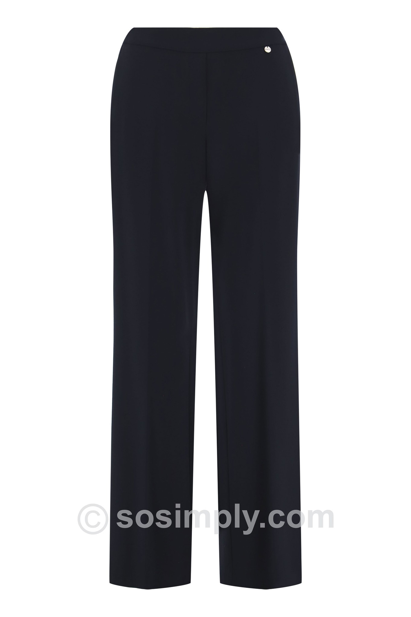 Robell Paula Relaxed Fit Wide Leg Trousers Navy 69