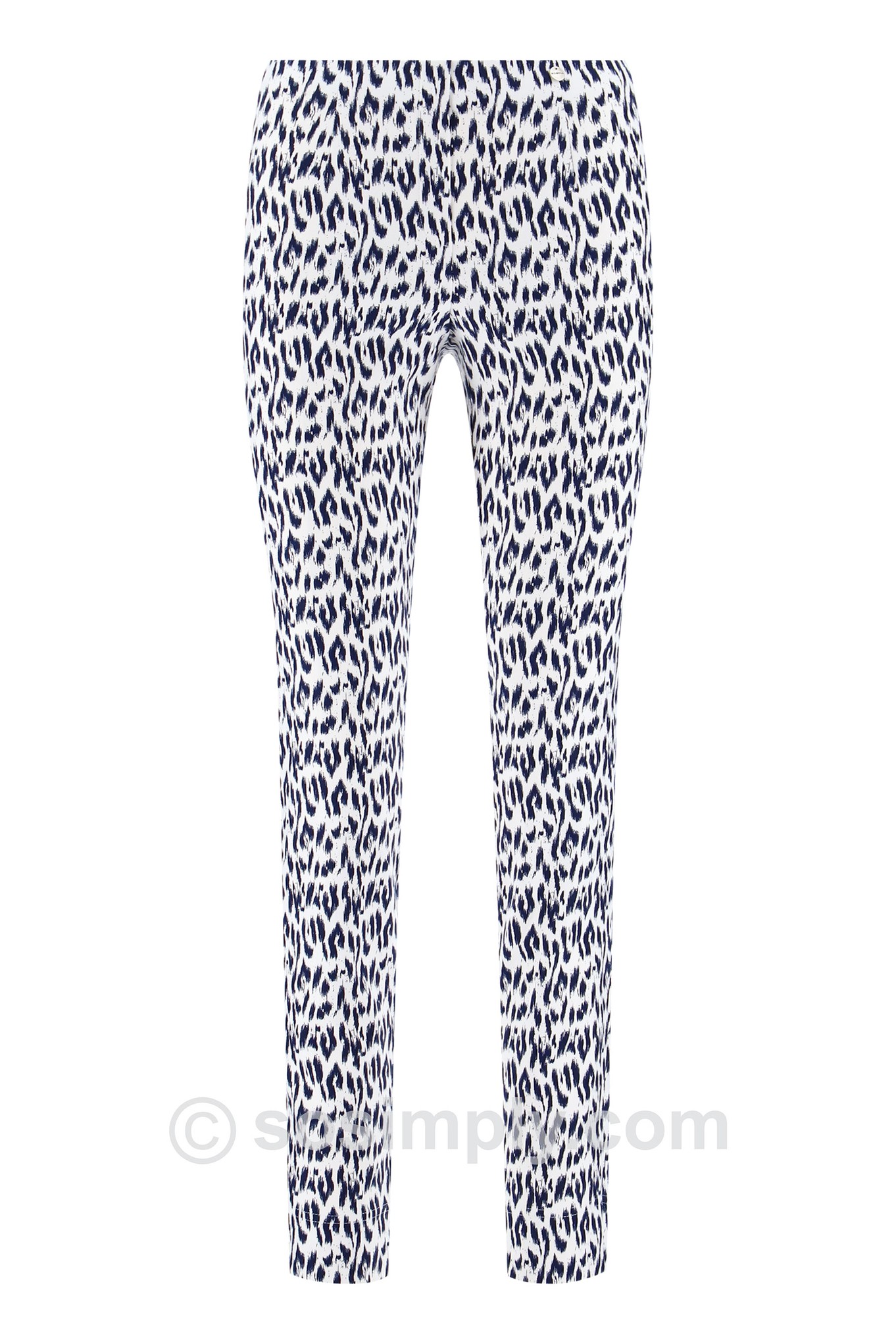 Robell Marie Lela Leopard Print Trousers Navy 69