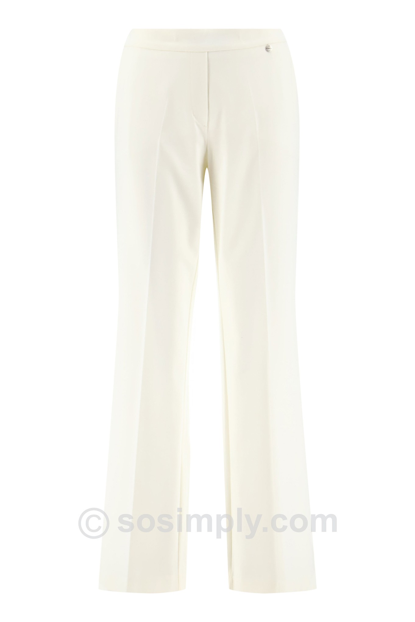 Robell Paula Relaxed Fit Wide Leg Trousers Ivory Cream 12