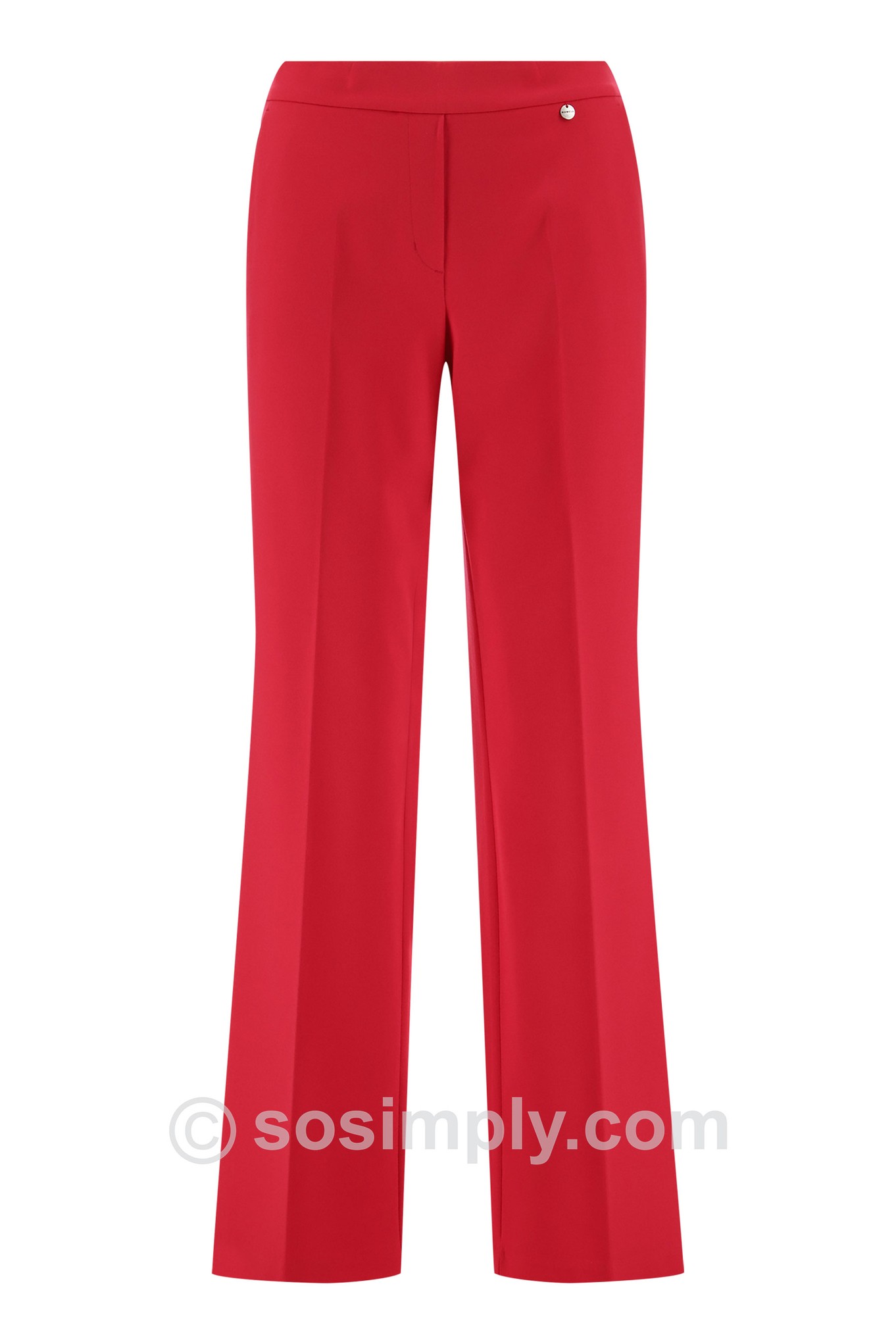 Robell Paula Relaxed Fit Wide Leg Trousers Red 400