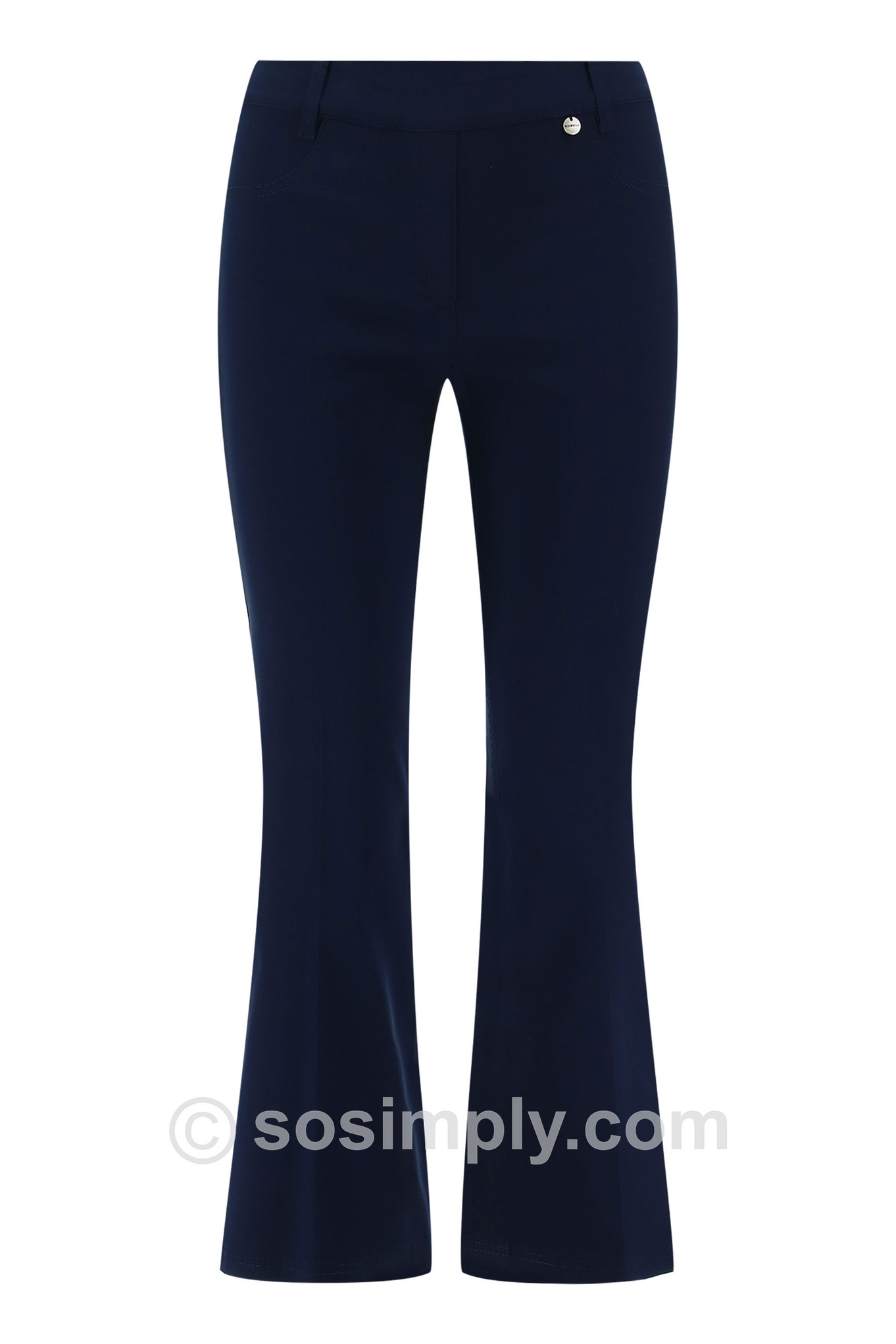 Robell Joella 09 Cotton Twill Kick Flare Ankle Grazer Navy 69