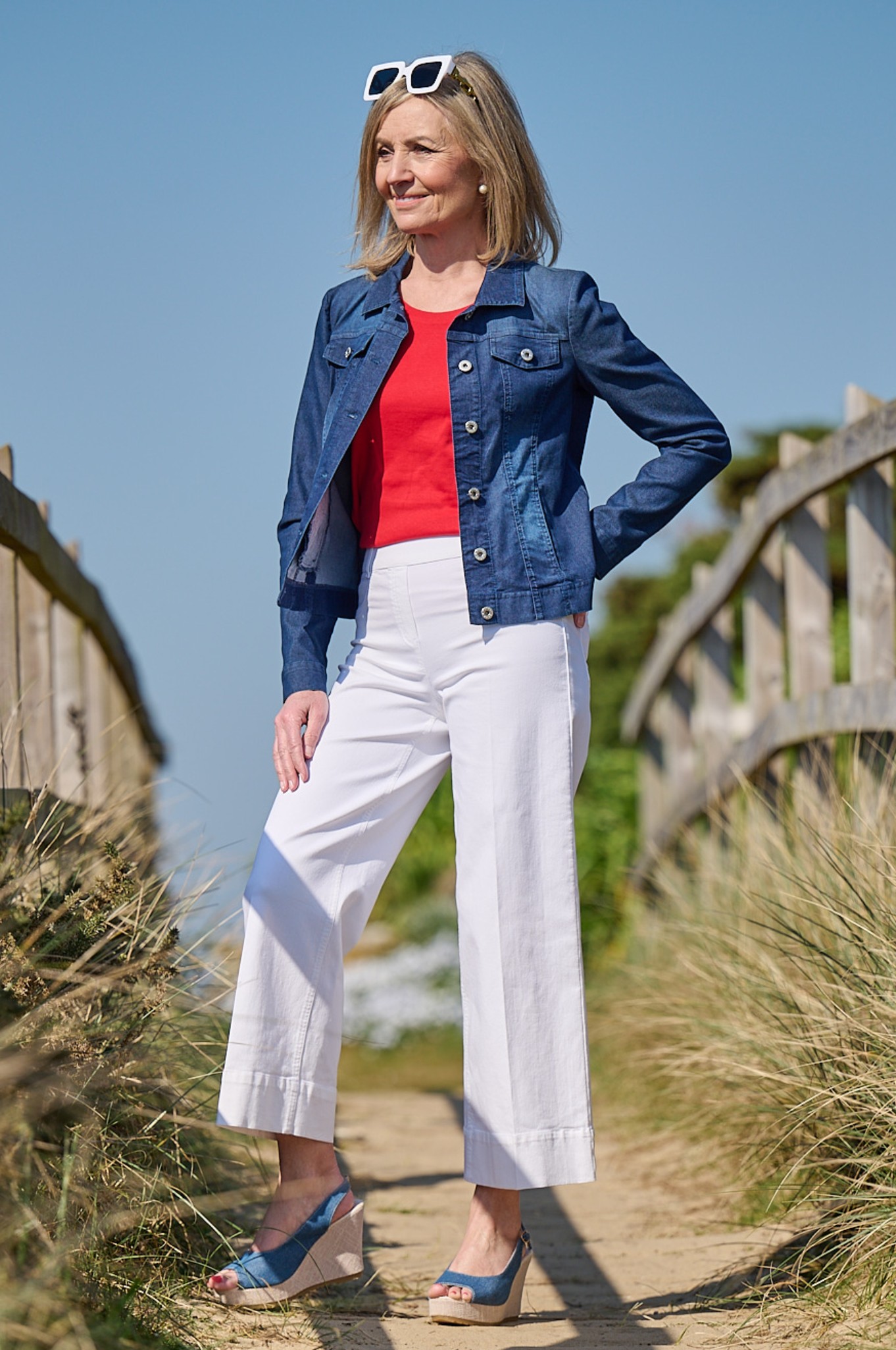 Robell Debby 09 Denim Ankle Grazers White 10