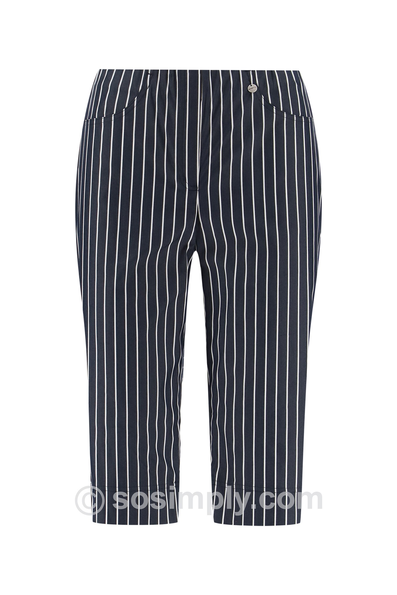 Robell Bella 05 Regency Stripe Bermuda Shorts Navy 69