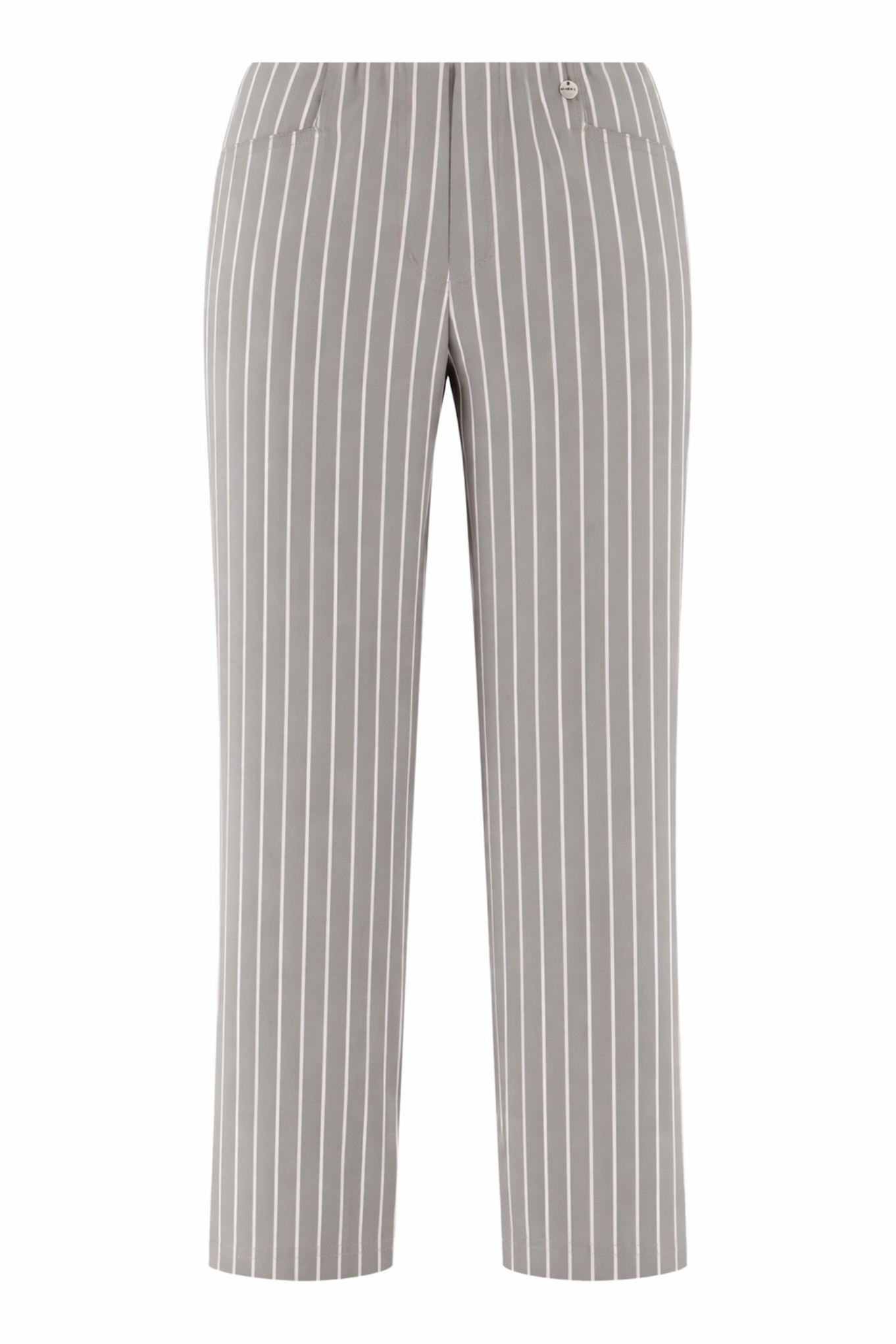 Robell Efi 09 Regency Stripe Wide Leg Ankle Grazers Silver Grey 91