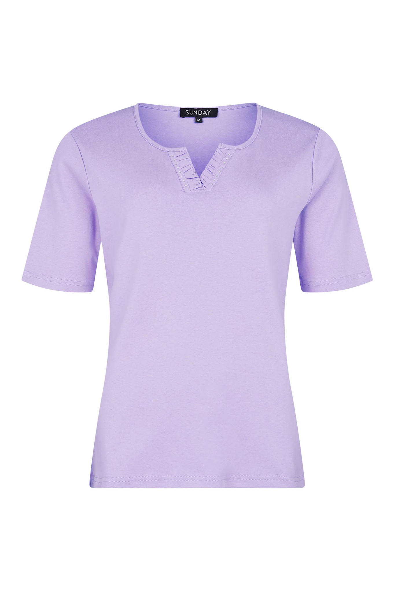 Sunday Round Split Diamante Cotton T-Shirt Light Lilac 53