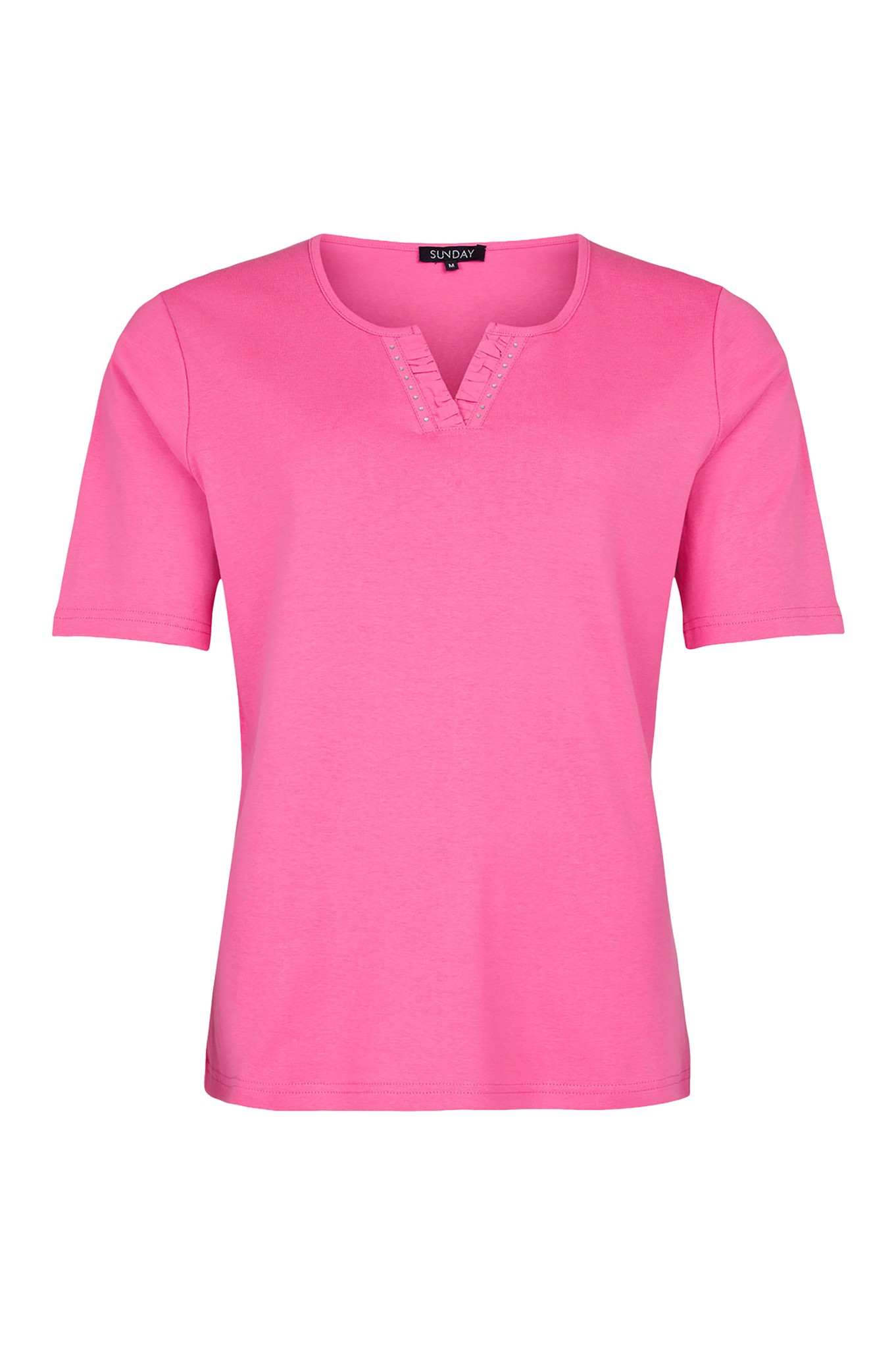 Sunday Round Split Diamante Cotton T-Shirt Flamingo Pink 550