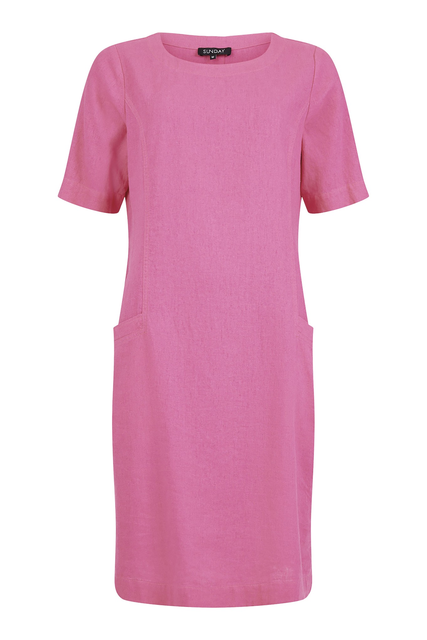Sunday Palmira Scoop Neck Linen Dress Fuchsia Pink 550
