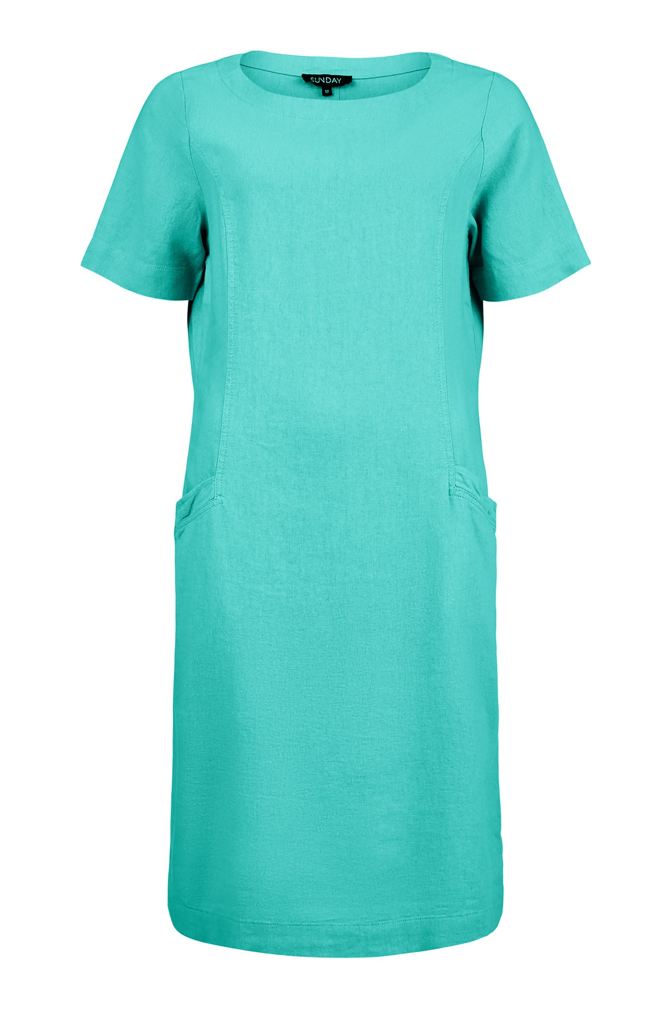 Sunday Palmira Scoop Neck Linen Dress Turquoise Green 751
