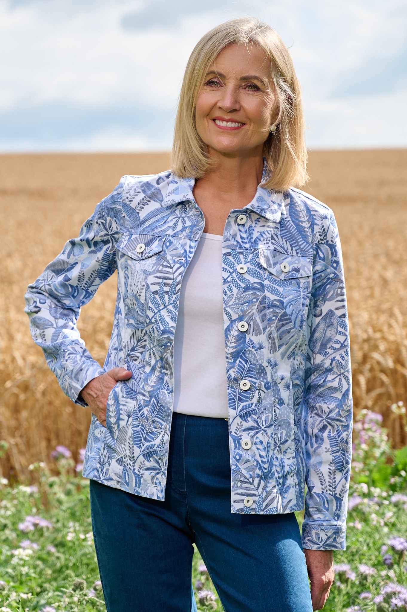 Robell Botanical Palm Happy Jacket Light Blue 62