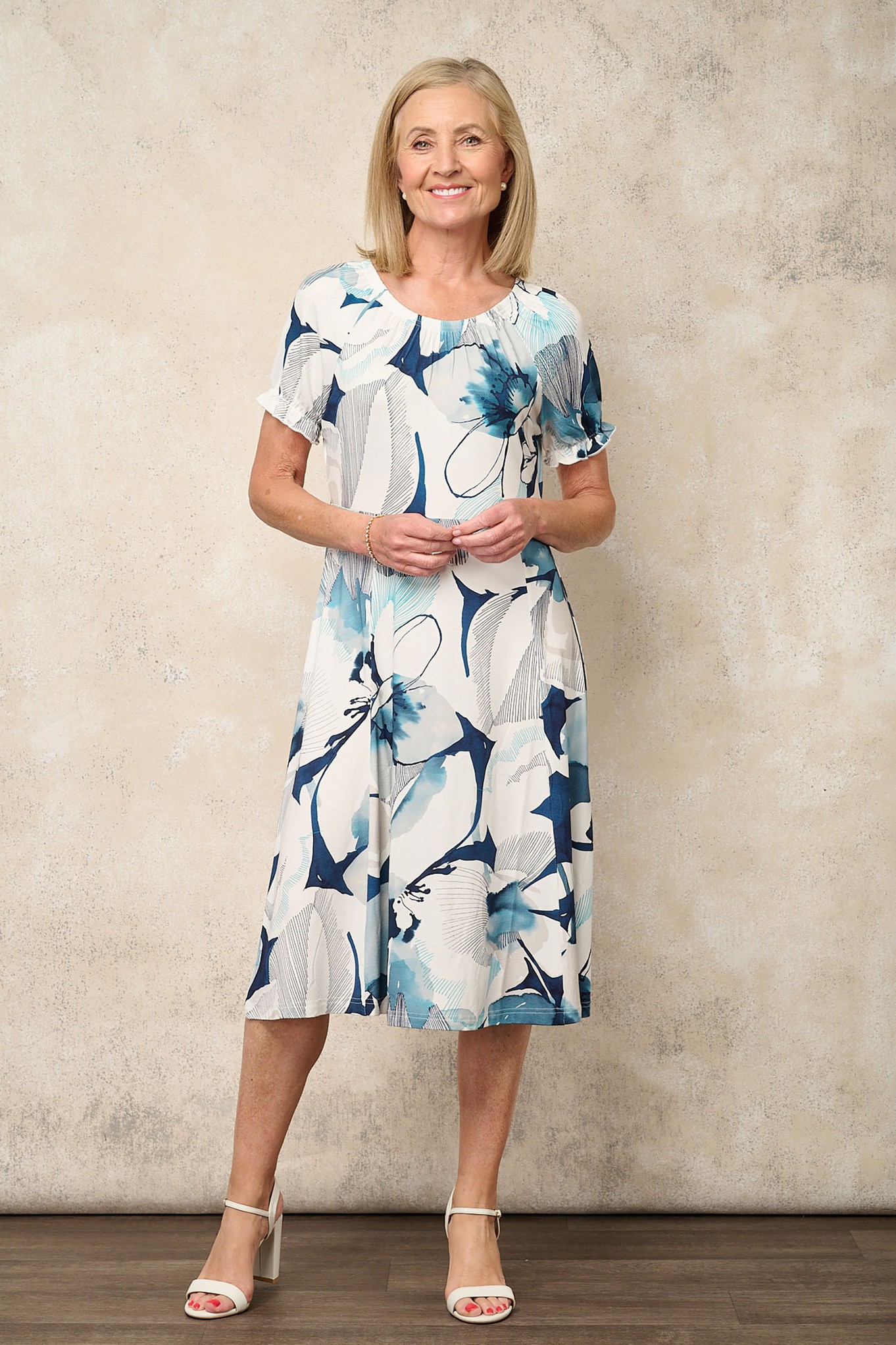 Sunday Blur Petal Jersey Dress Navy 69