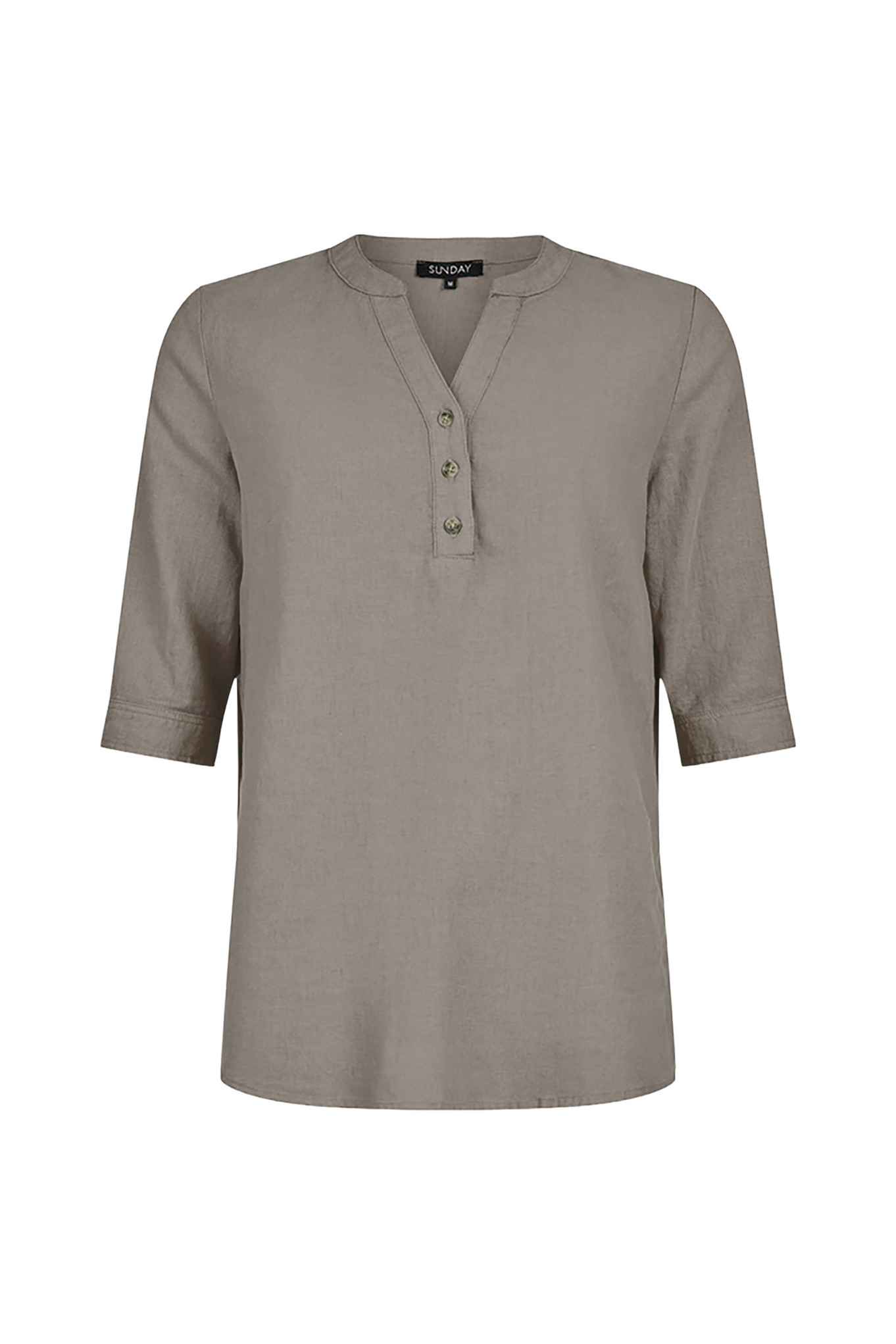 Sunday Palmira Button Neck Linen Top Sage 98