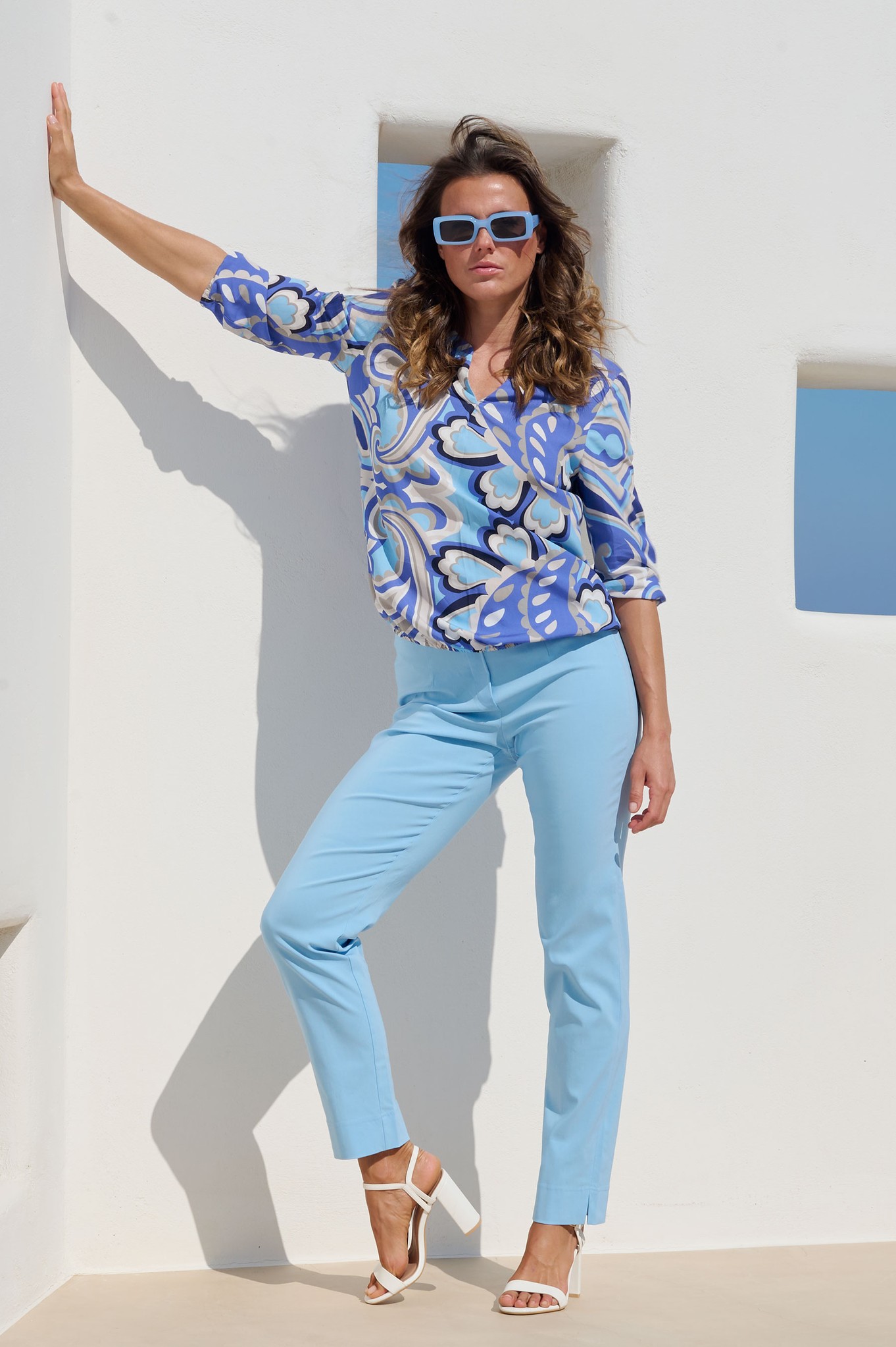 Robell Marie Full Length Trouser Pastel Blue 612