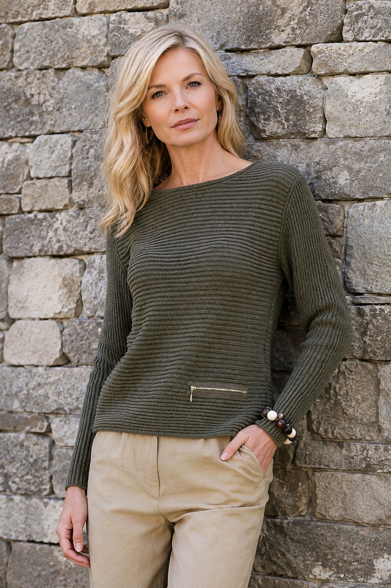 Skovhuus Irene Ribbed Organic Cotton Jumper Oasis Green 5085
