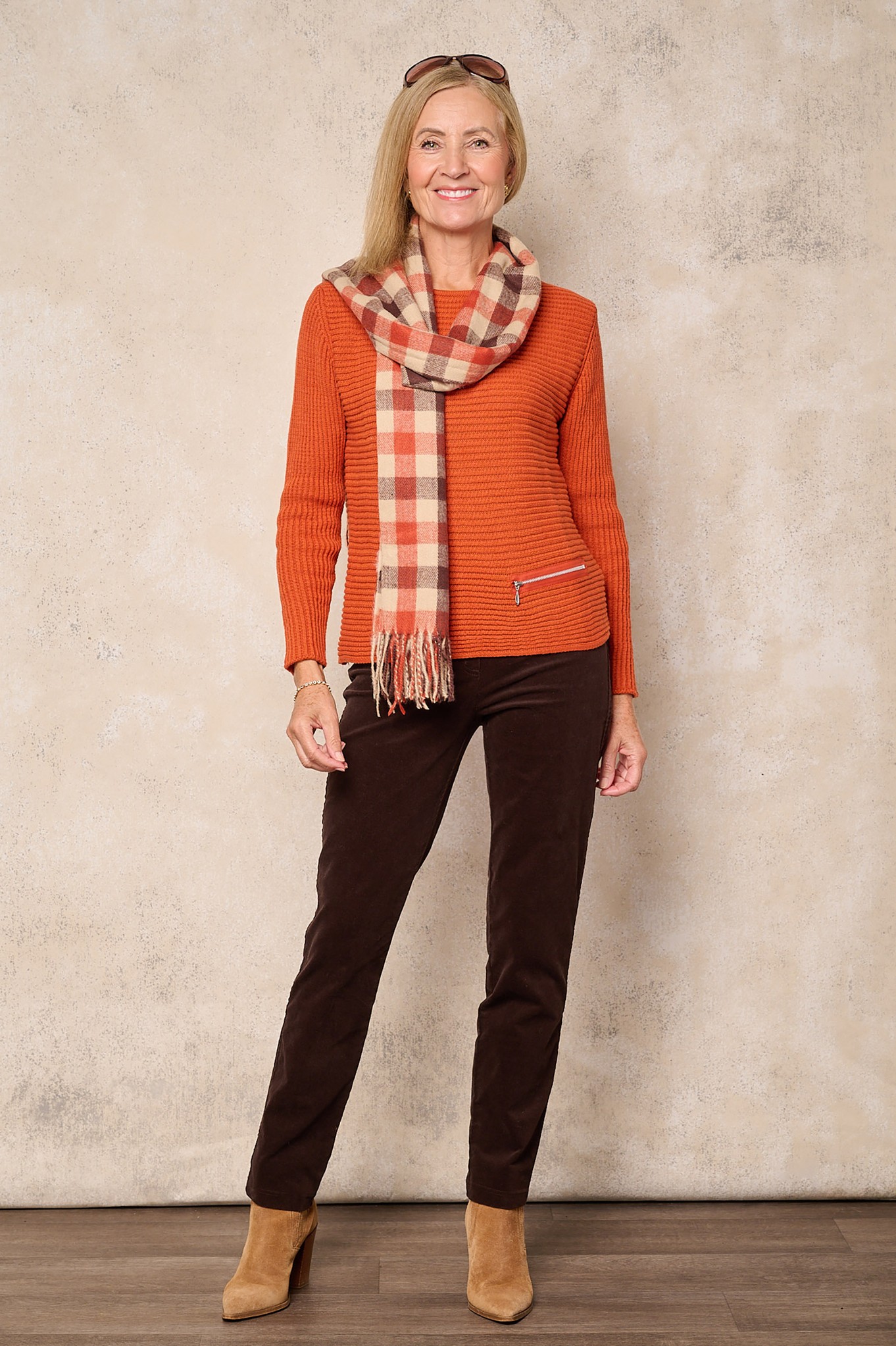 Robell Bella Needlecord Trousers Brown 38-9