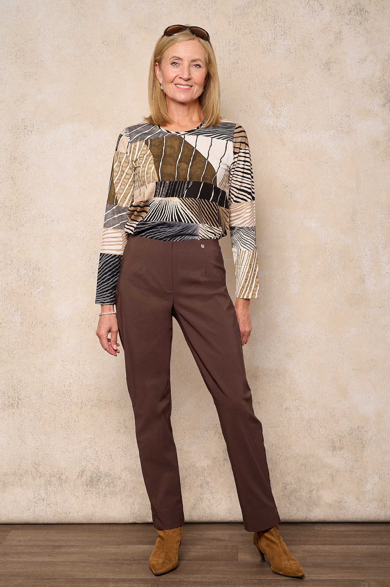 Robell Marie Full Length Trouser Cocoa Brown 19