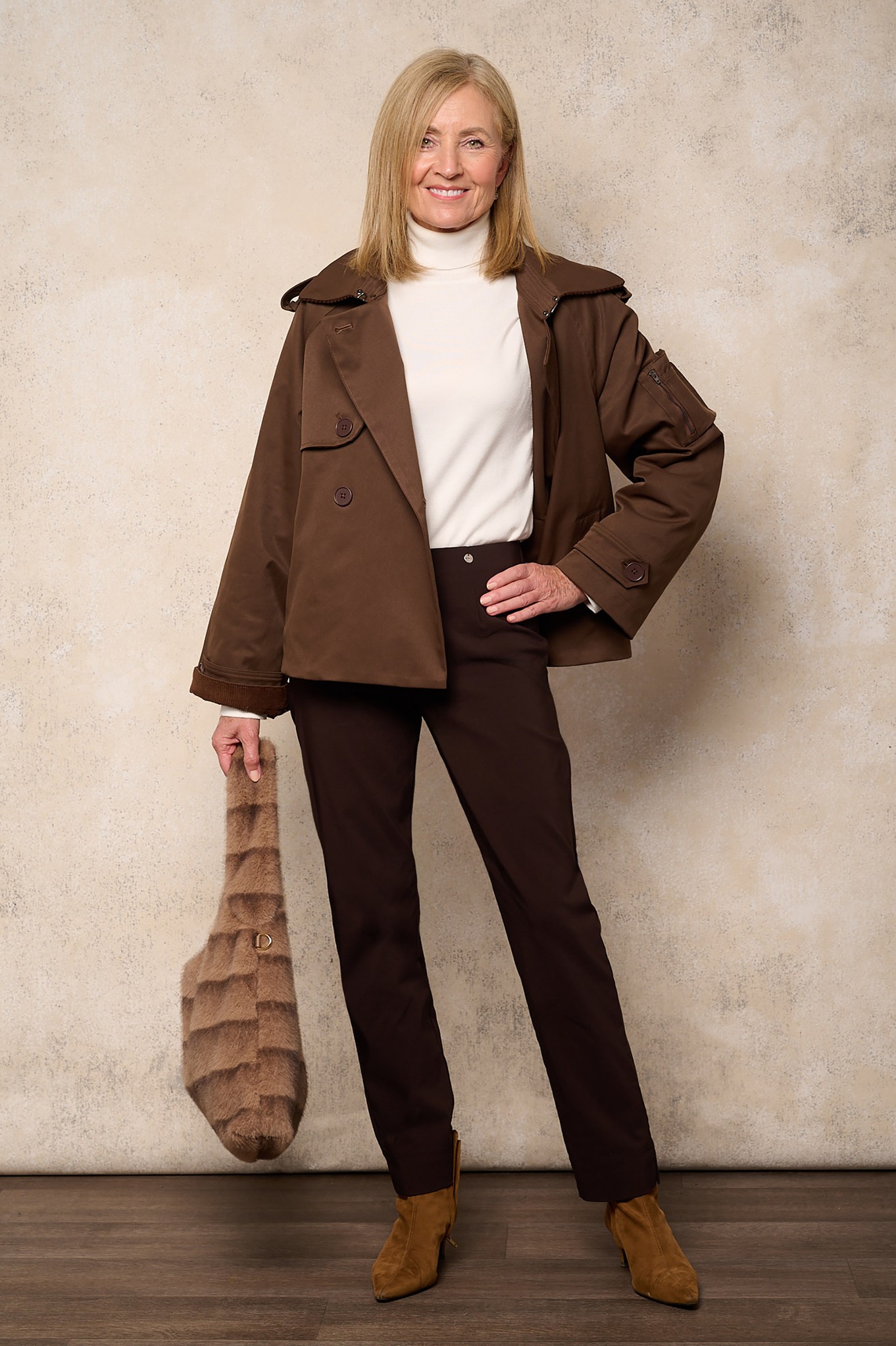 Robell Marie Full Length Trouser Dark Brown 38/39