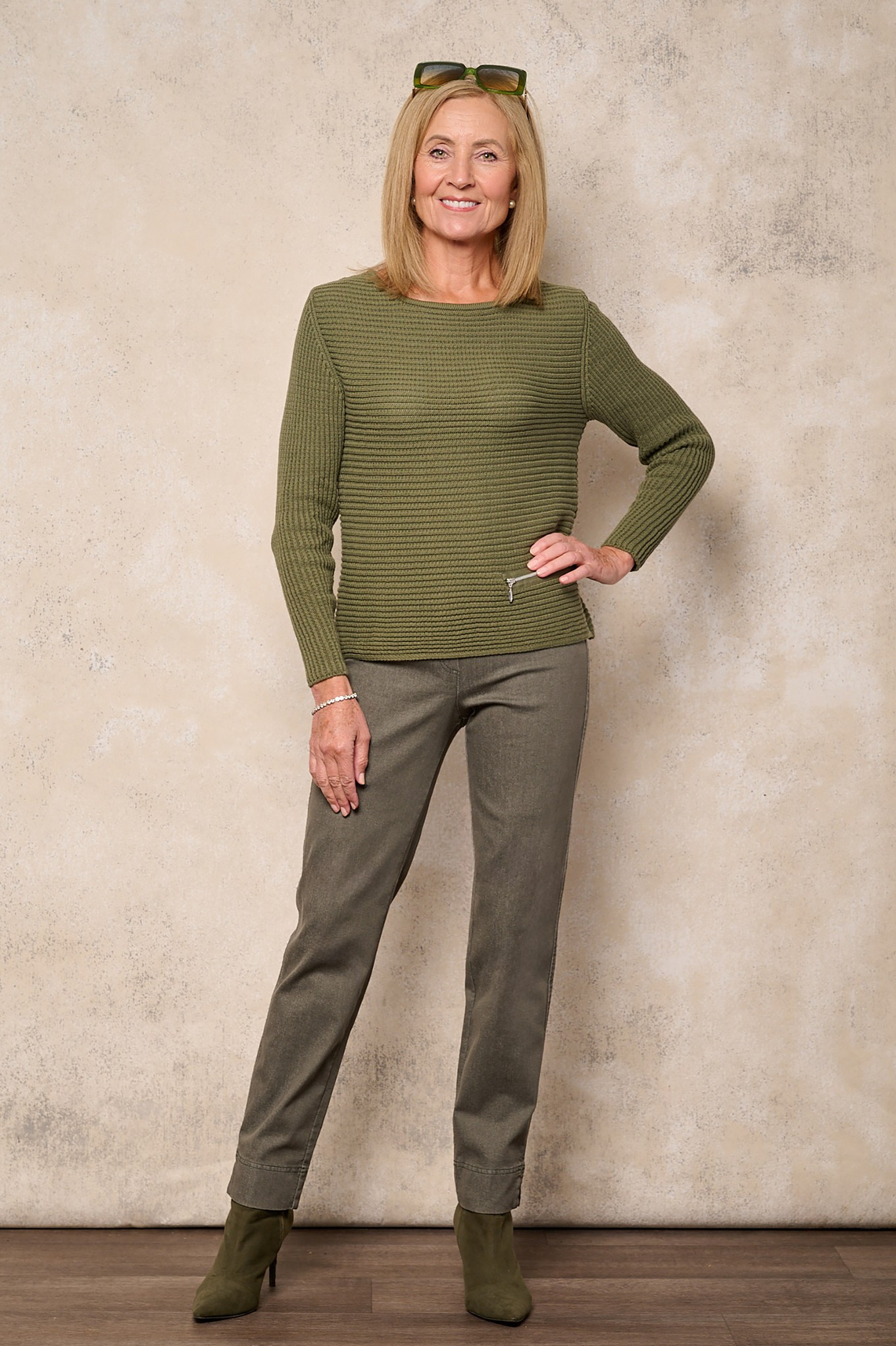 Robell Marie Denim Jean Olive Slate 87