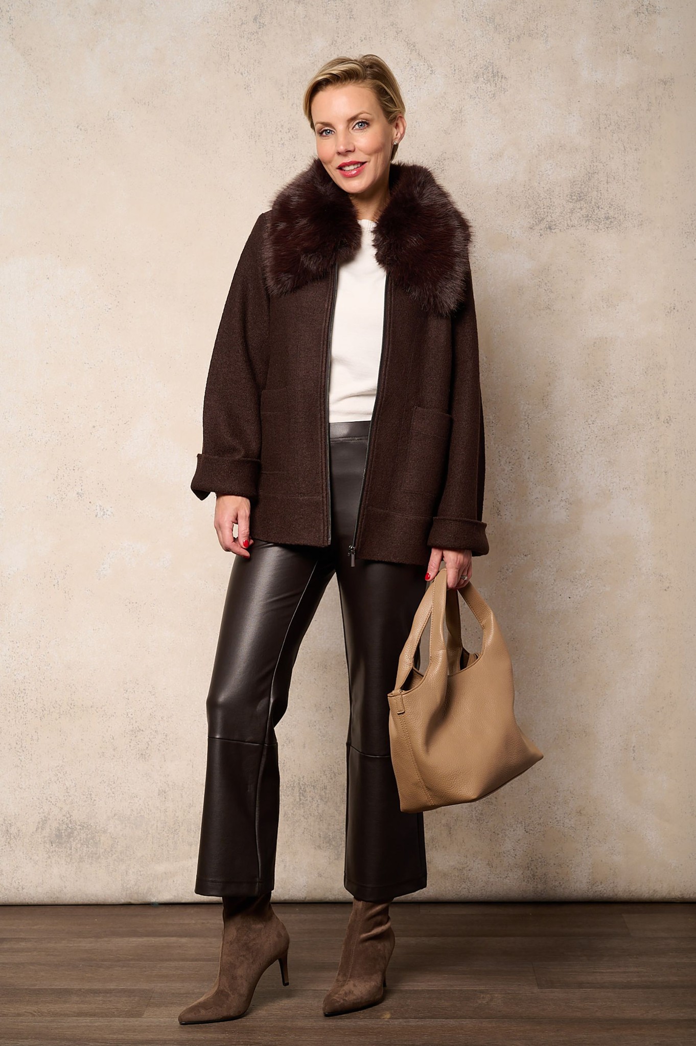 Joella 09 Faux Leather Kick Flare Ankle Grazers Chocolate 39