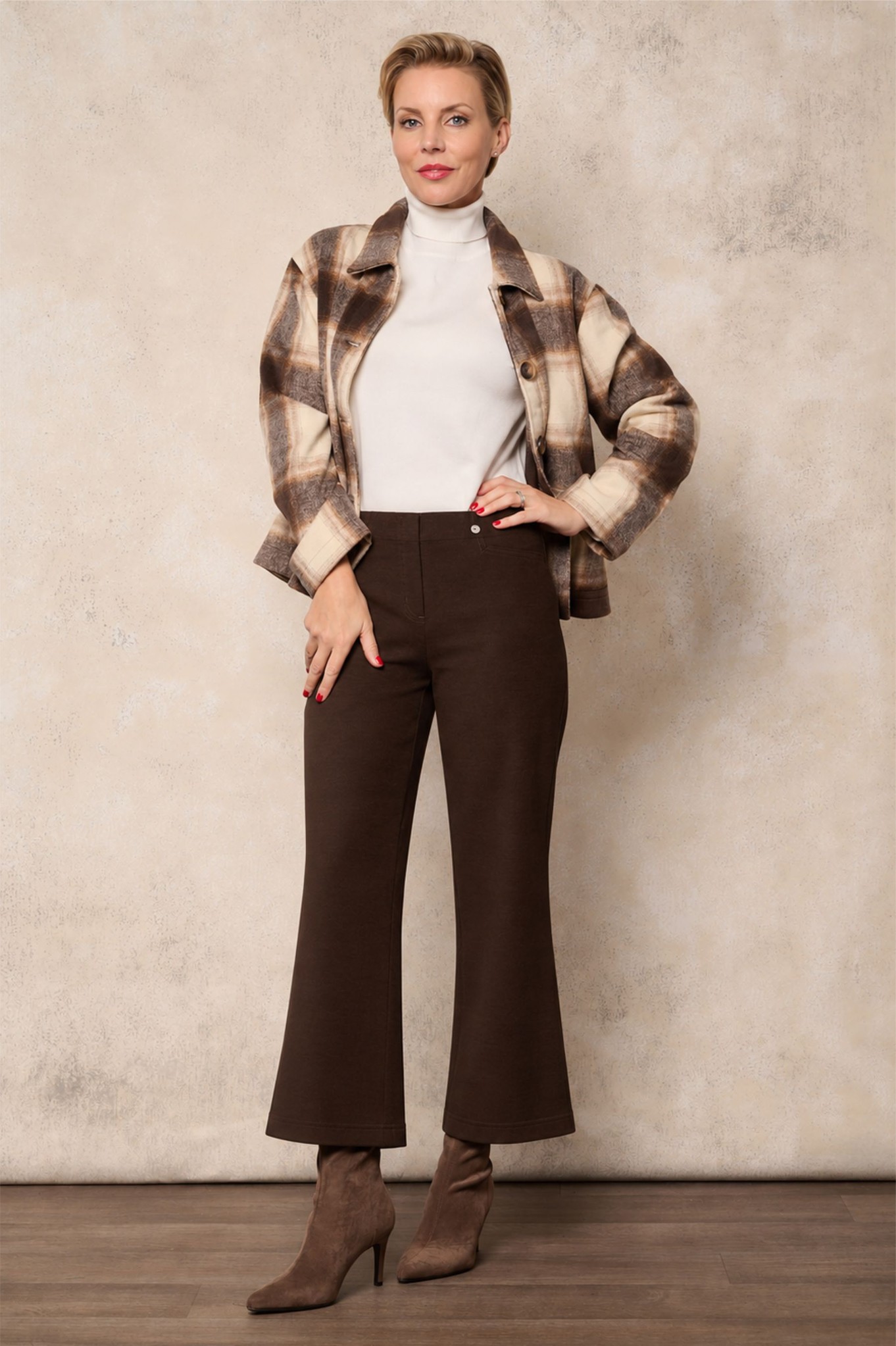 Robell Efi 09 Wide Leg Faux Suede Ankle Grazers Chocolate 39