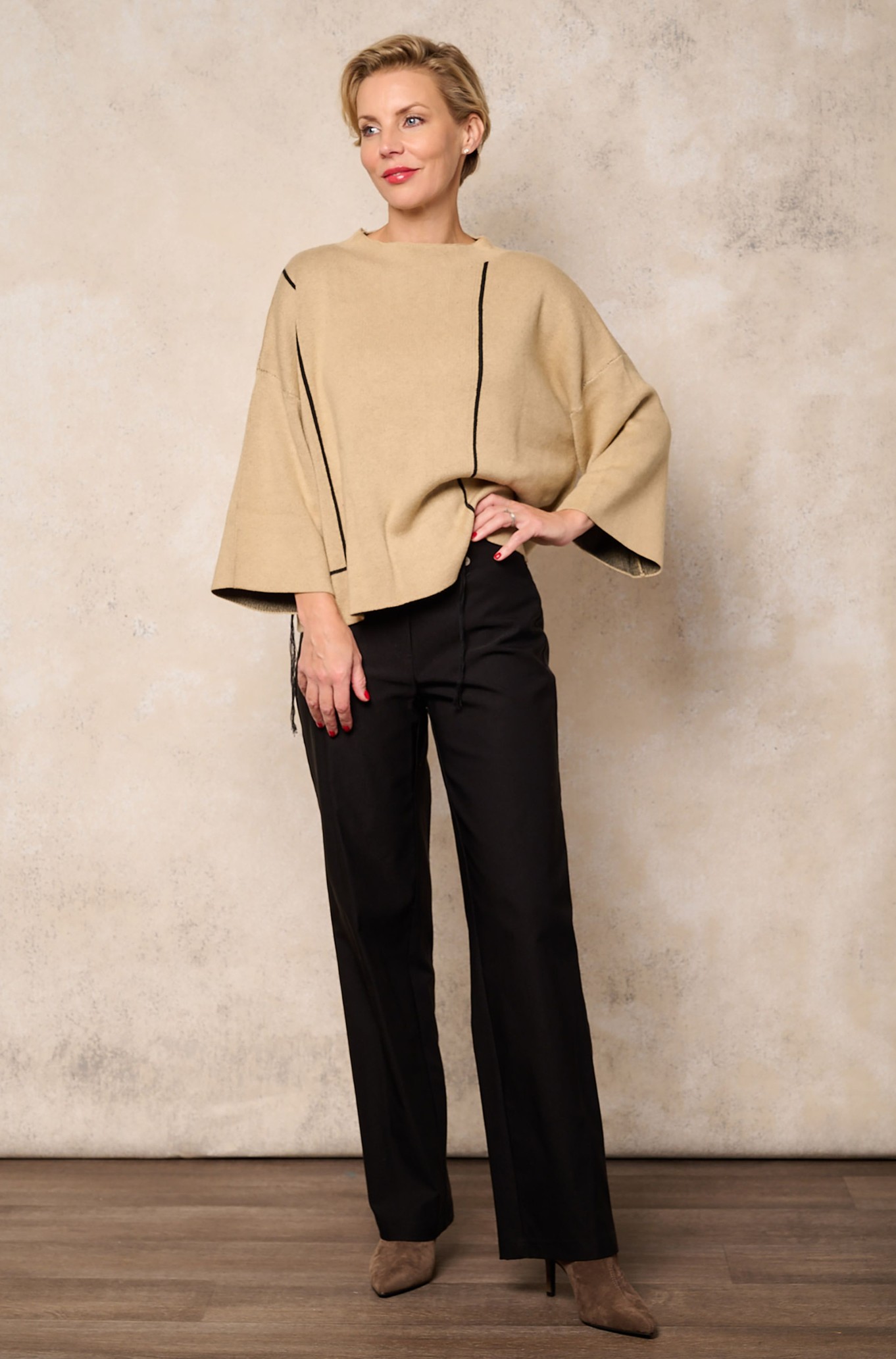 Robell Efi Wide Leg Winter Weight Trousers Black 90