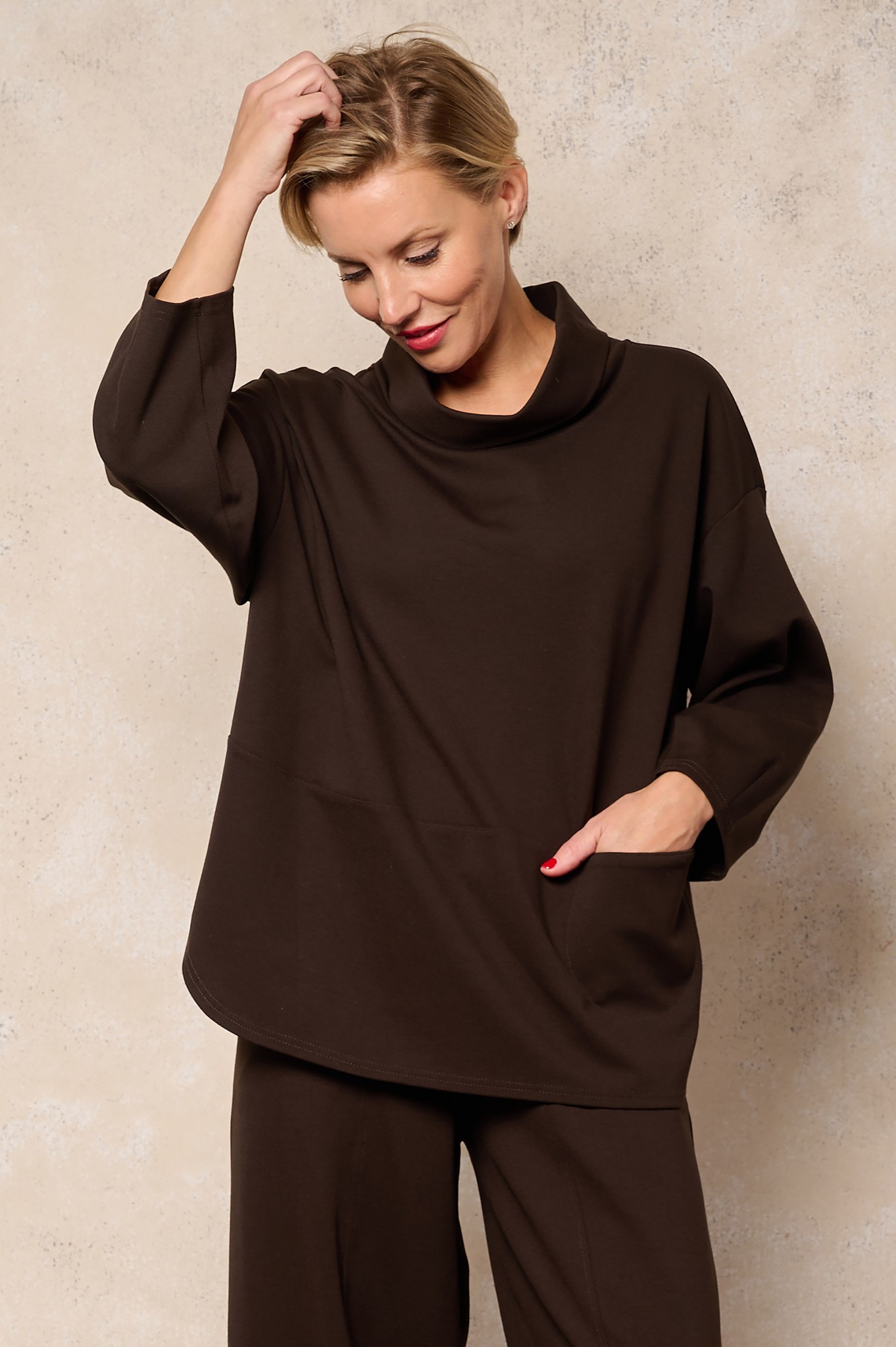 Noen Evilla Oversized Jersey Top Chocolate 39