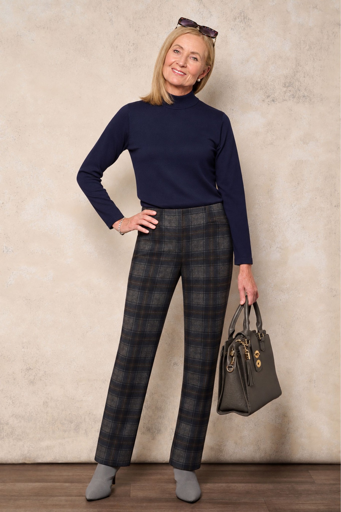 Jacklyn Glenmara Tartan Trousers Navy 69