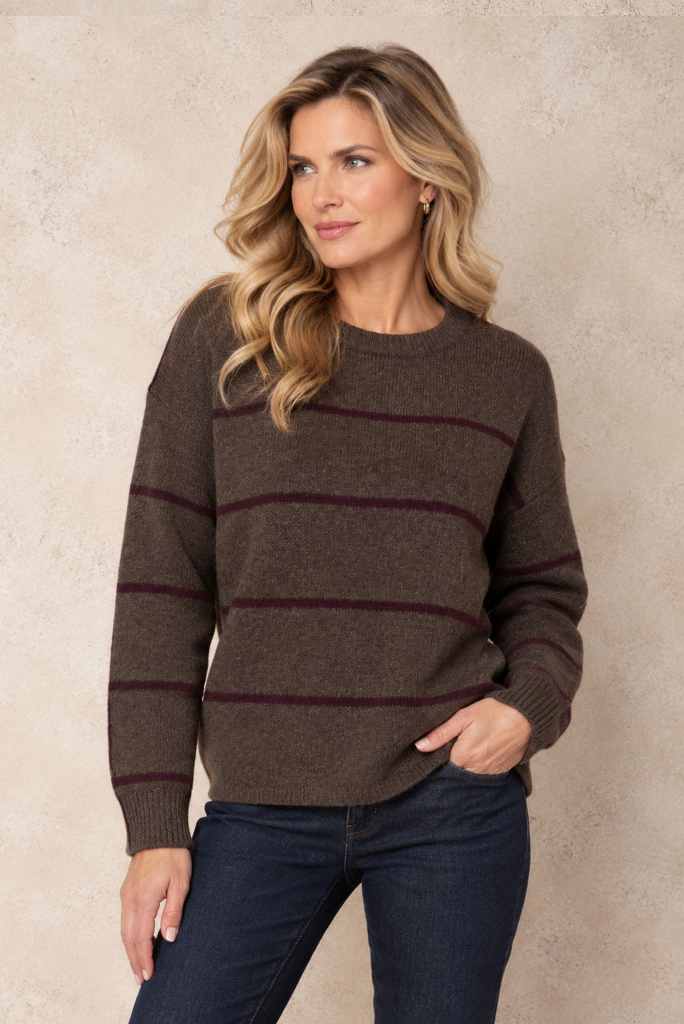 Sunday Hadley Reverse Stripe Jumper Truffle Brown 394