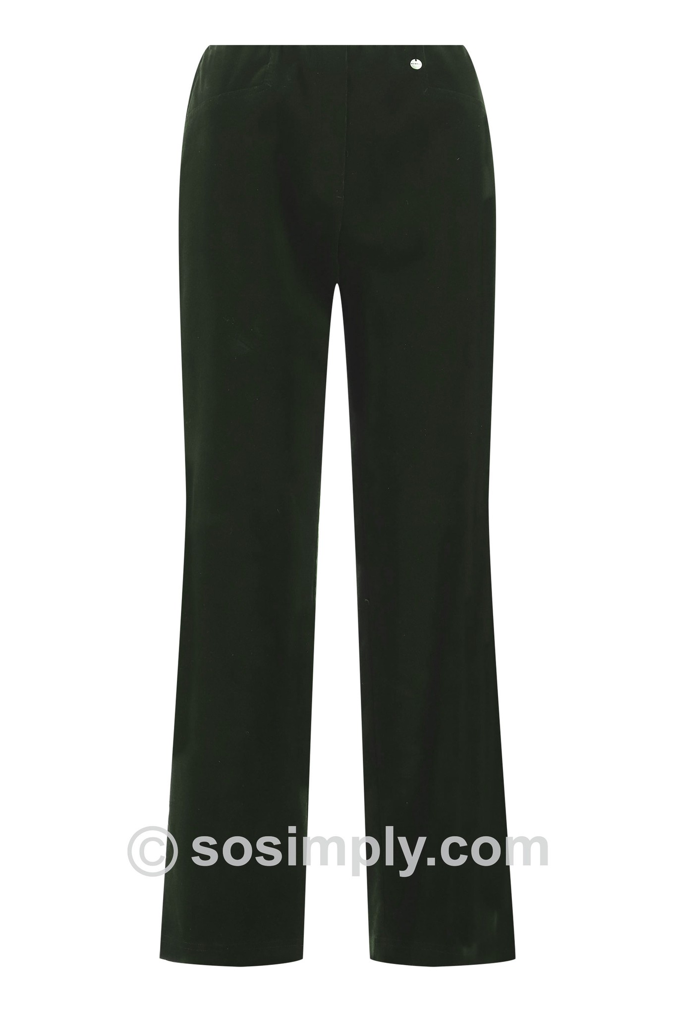 Robell Efi Wide Leg Luxury Needlecord Trousers Forest Green 187