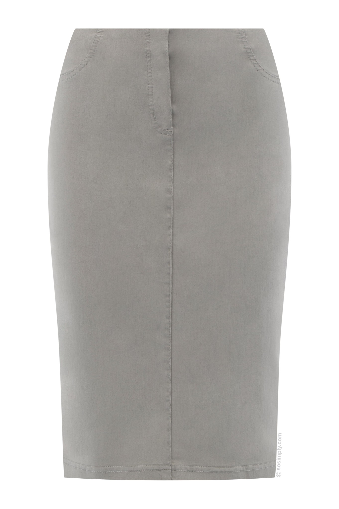 Robell Maraike Stretch Denim Skirt Silver Grey 91