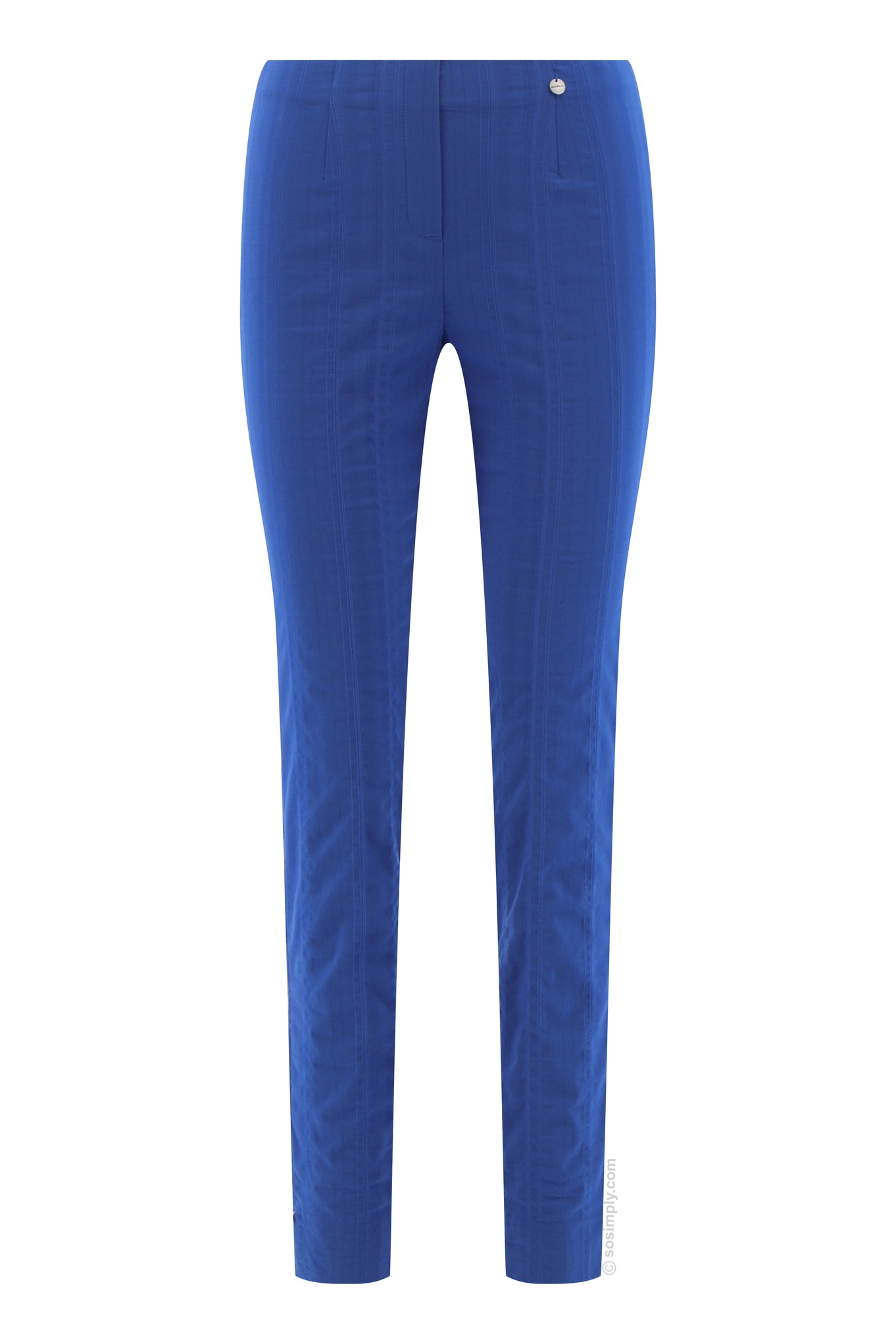 Robell Marie F/L Seersucker Trouser Royal Blue 67