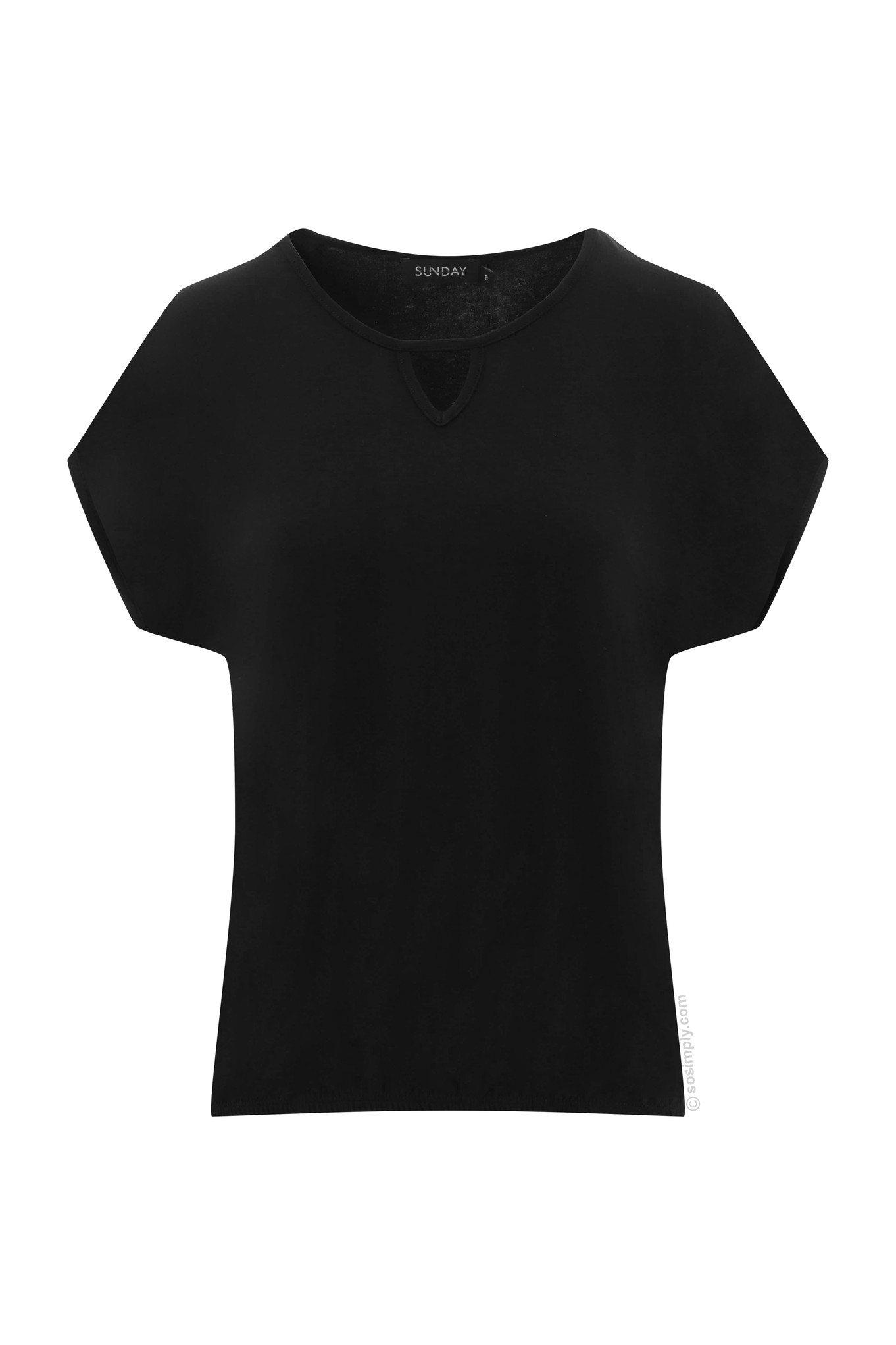 Sunday Iona Keyhole Woven T-Shirt Black 90