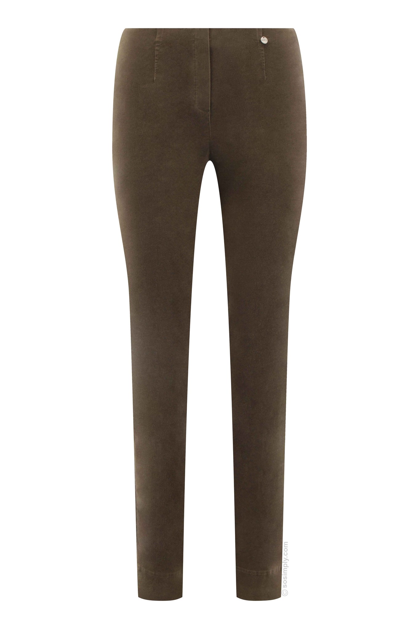 Robell Marie Petite Velvet Trousers Taupe 17