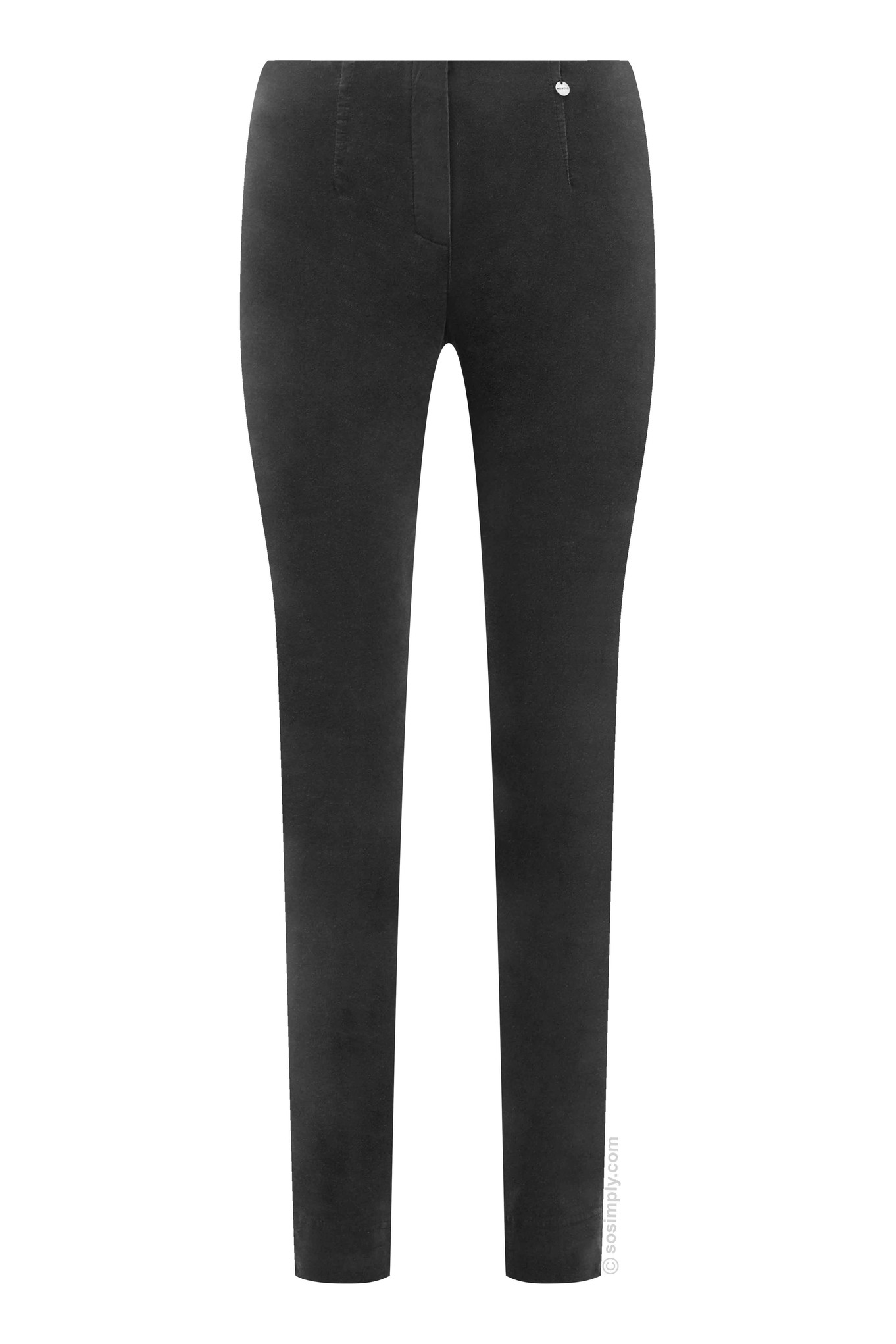 Robell Marie Velvet Trouser Dark Grey 95