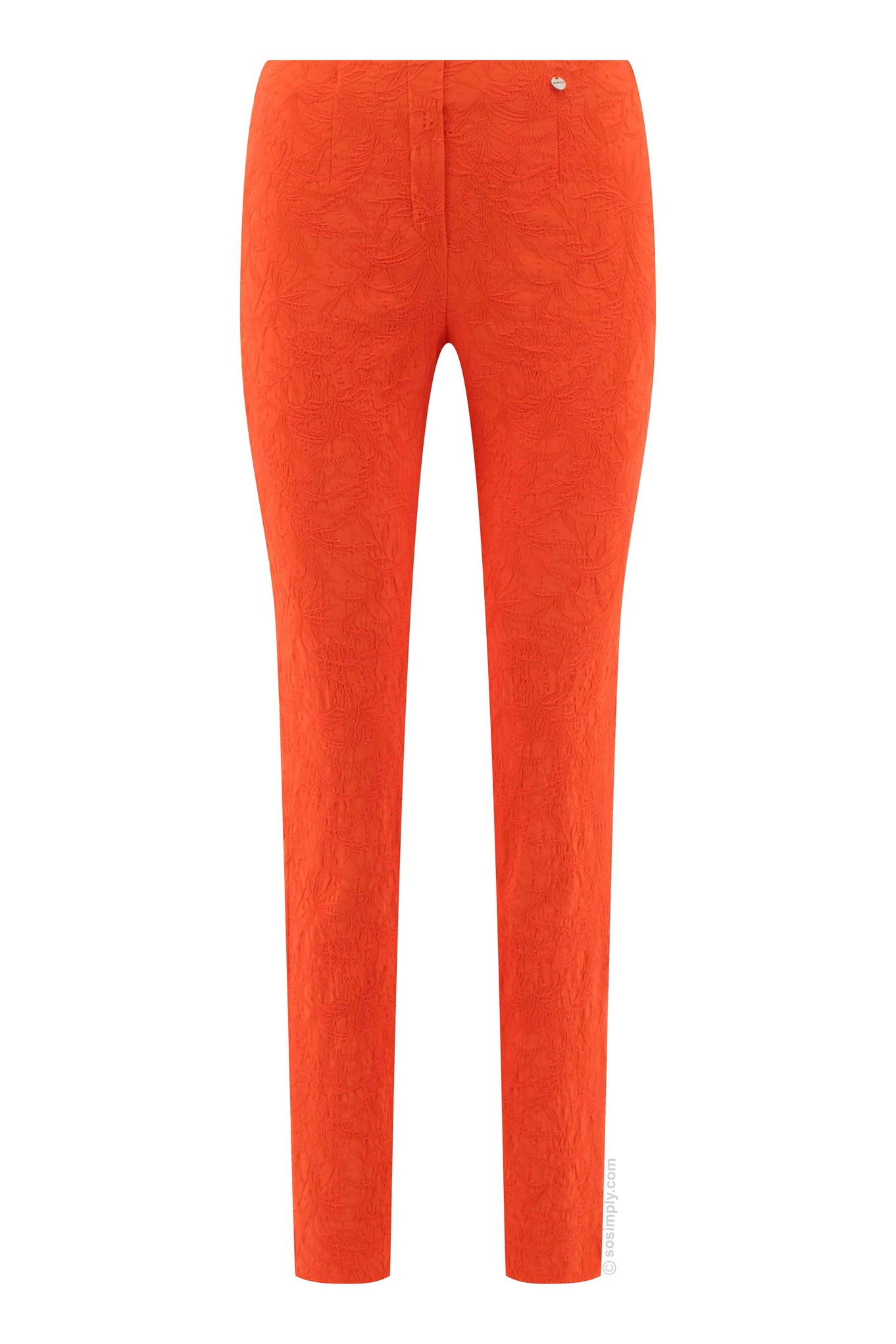 Robell Marie Leaf Jacquard Trouser Orange 321