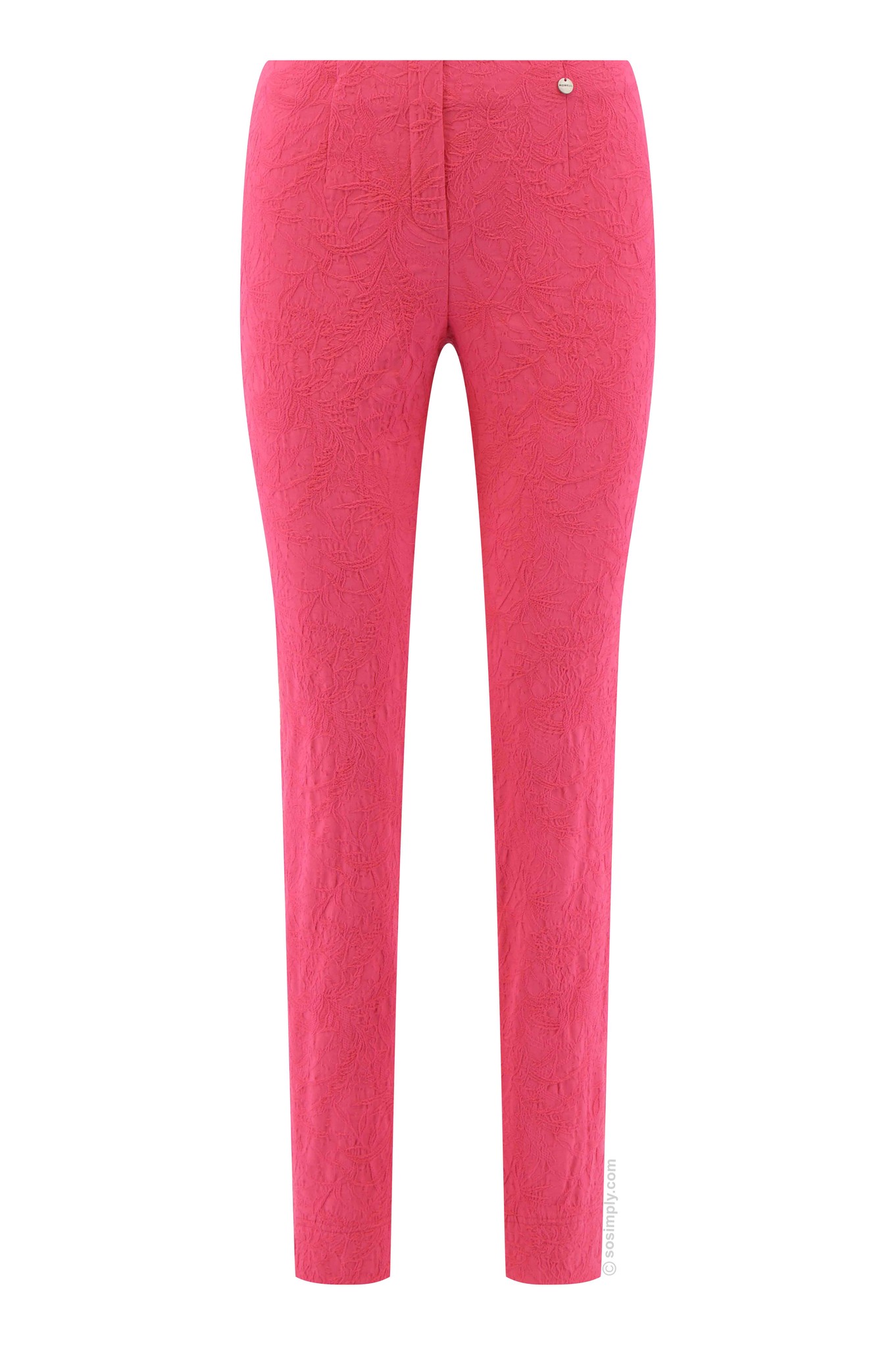 Robell Marie Leaf Jacquard Trouser Pink 431