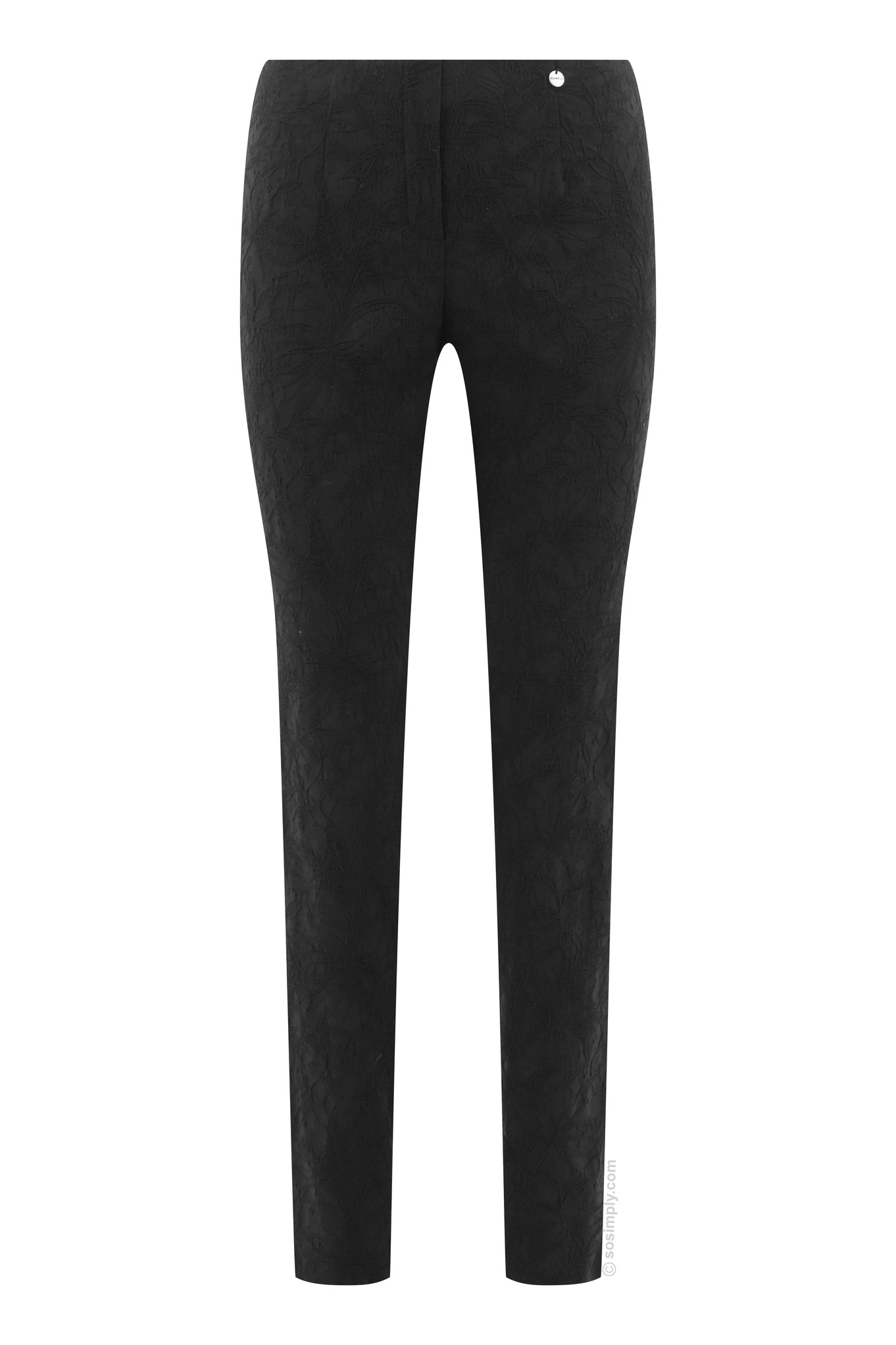 Robell Marie Leaf Jacquard Trouser Black 90