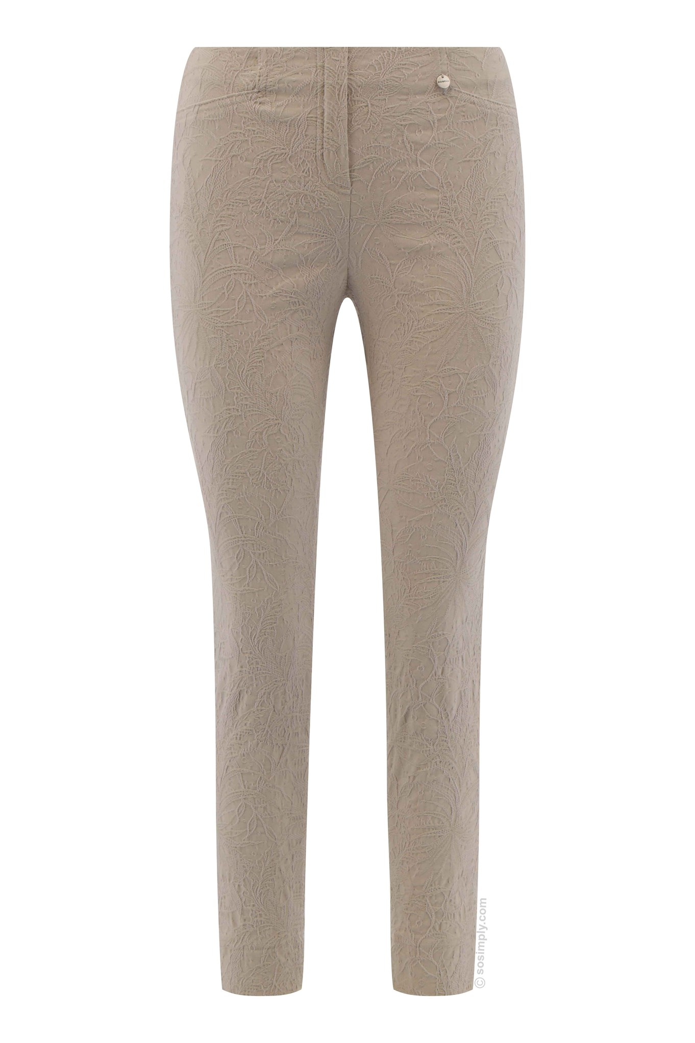 Robell Rose 09 Leaf Jacquard Ankle Grazer Trouser - So Simply